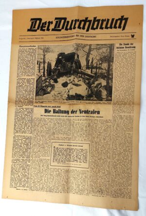 German, WWII, 6 February 1944, Der Durchbruch Eastern Front Soldiers Newspaper – Complete 10 Pages – Vitebsk / Bengal Famine / Propaganda Issue
