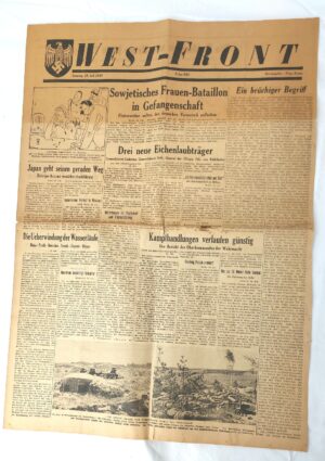 German, WW2, 19 July 1941, “WEST-FRONT” Frontline Propaganda Newspaper, Folge 588, Operation Barbarossa / Soviet Women's Battalion Headline – 6 Pages