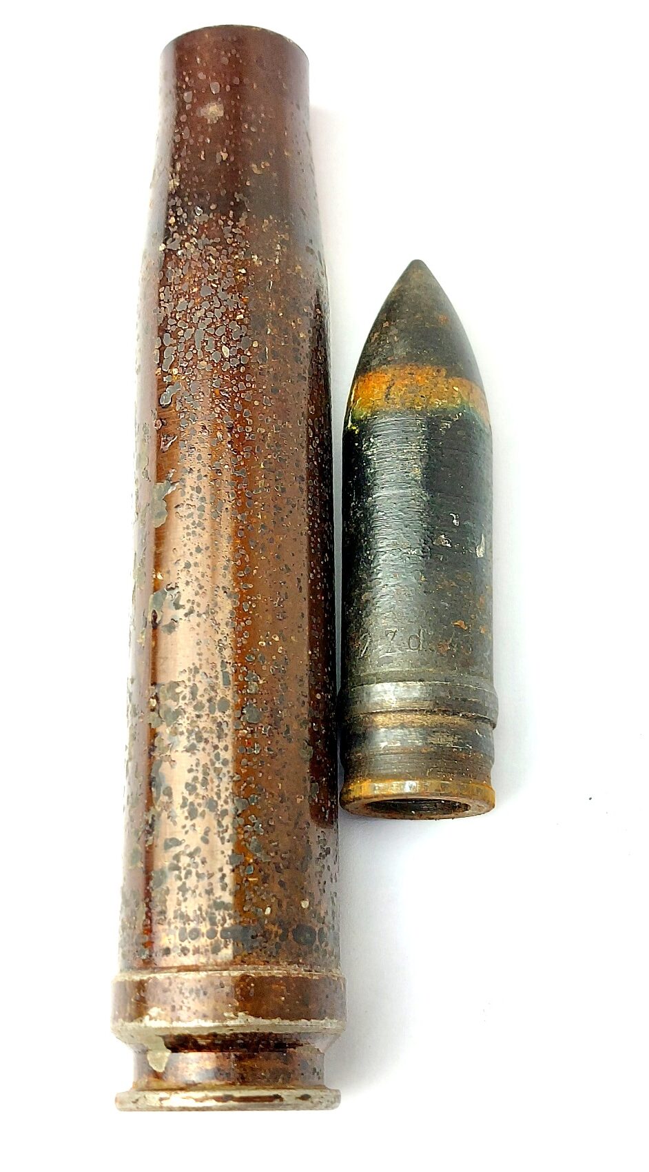 German, WW2 - 1941 / 1943 Dated, 2cm FlaK 30/38 High Explosive Round, 20×138B Long Solothurn, aql, eej, Inert - Image 3