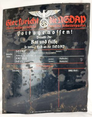 German, Third Reich Period - Dated 1938, NSDAP Enamel Ortsgruppen / Blockleiter Information Notice Board, RZM Marked