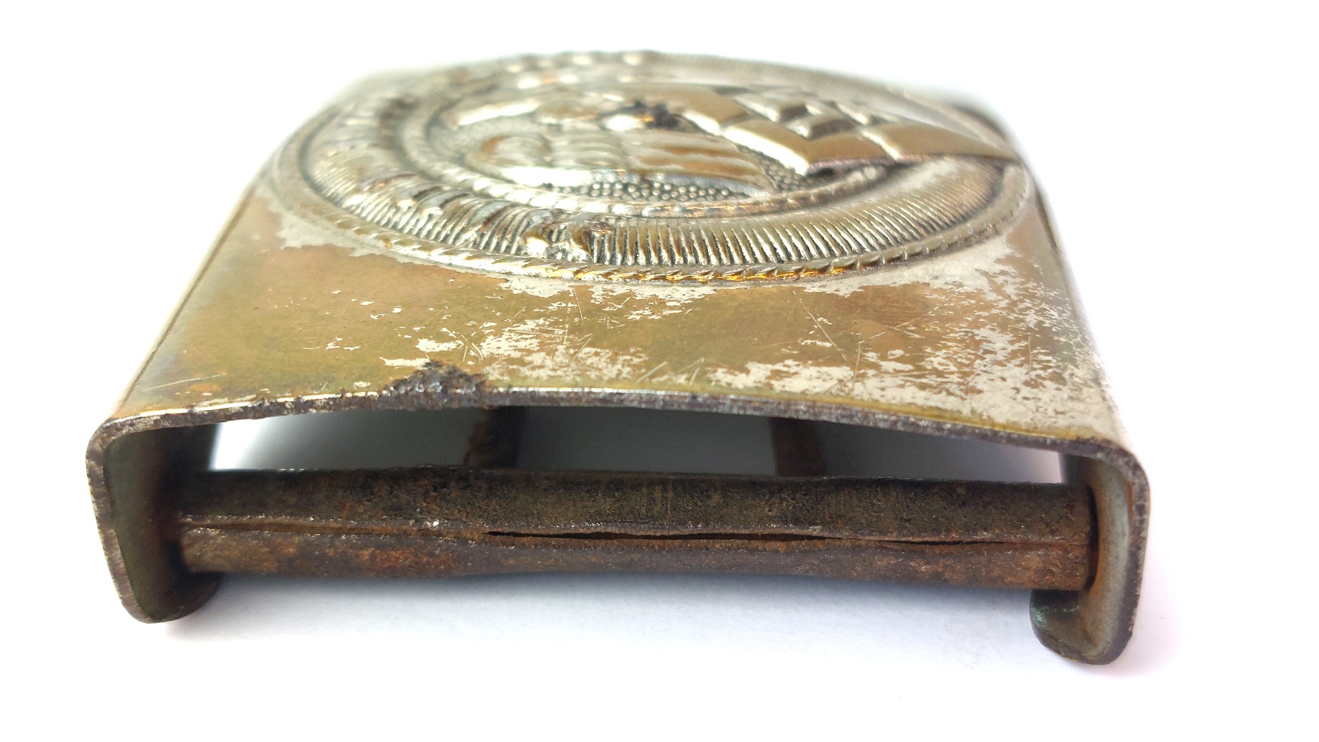 German, WW2 - 1944 Dated, Third Reich Hitler Youth Belt & Buckle with Applied Wehrmacht Officer’s Cap Cockade – RZM M4/44 - Image 12