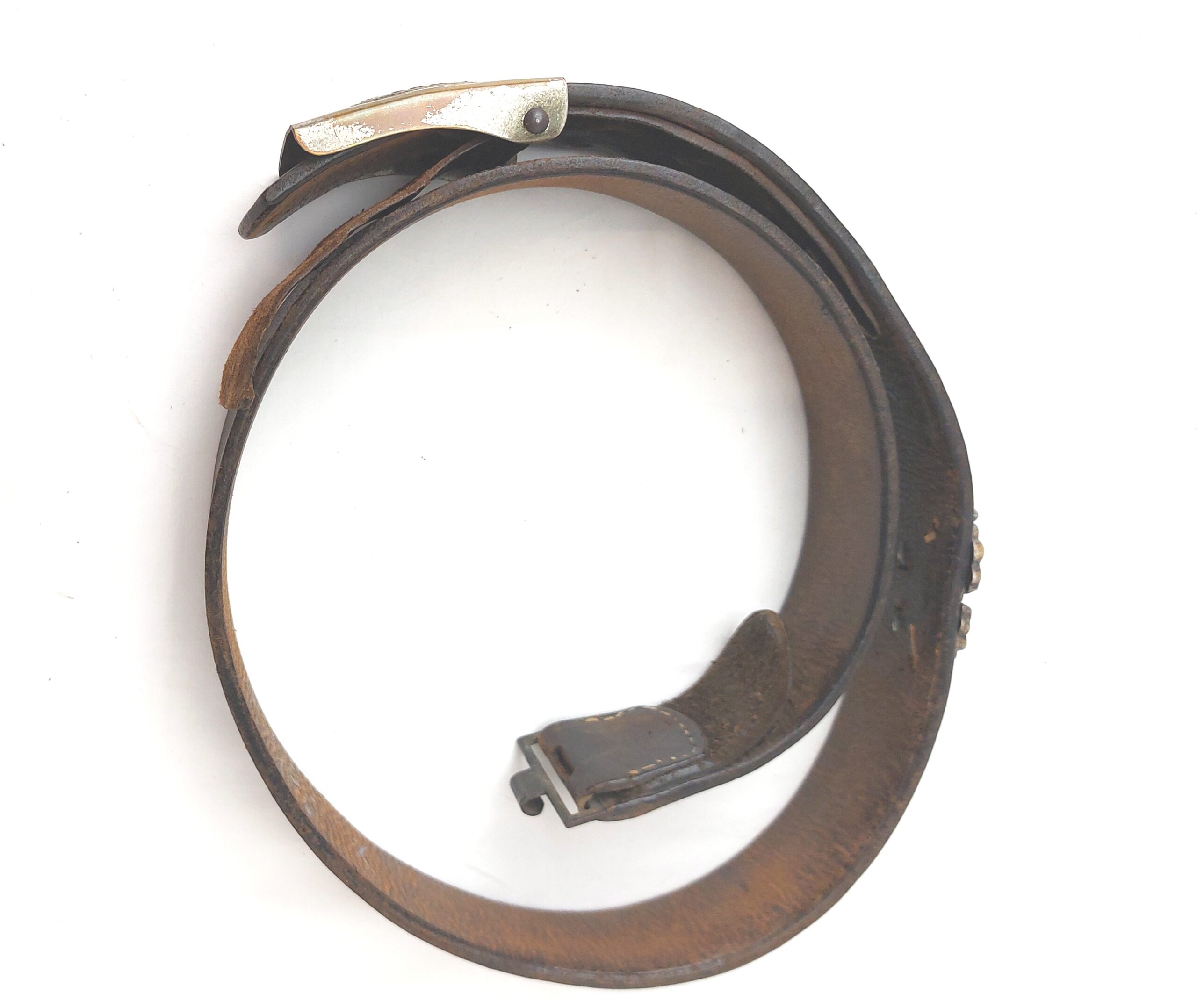 German, WW2 - 1944 Dated, Third Reich Hitler Youth Belt & Buckle with Applied Wehrmacht Officer’s Cap Cockade – RZM M4/44 - Image 19