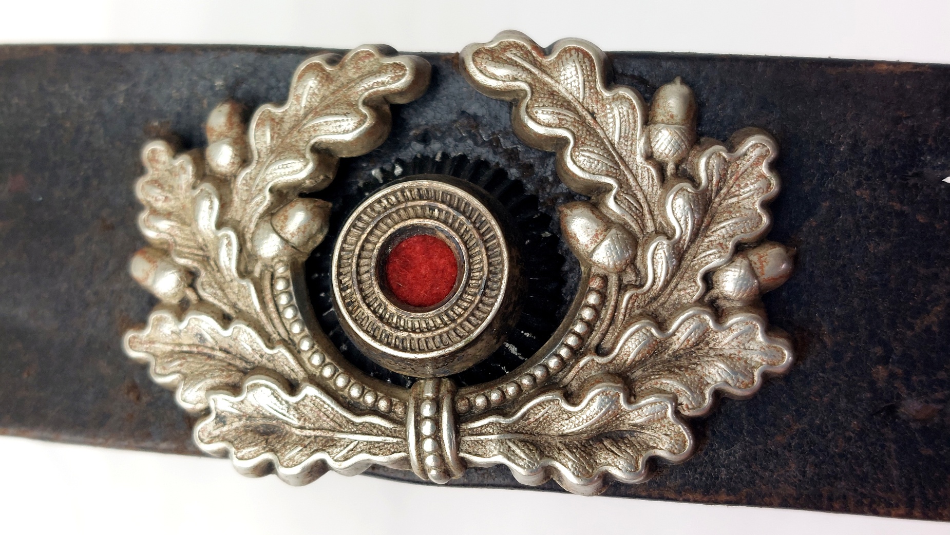 German, WW2 - 1944 Dated, Third Reich Hitler Youth Belt & Buckle with Applied Wehrmacht Officer’s Cap Cockade – RZM M4/44 - Image 2