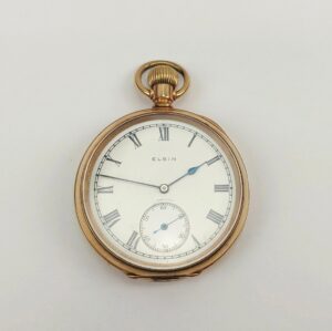c1920 Rolled Gold Top Wind Open Face Pocket Watch by Elgin