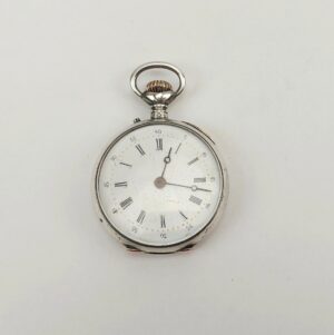 French .800 Silver Ladies Pin Set Pocket Watch
