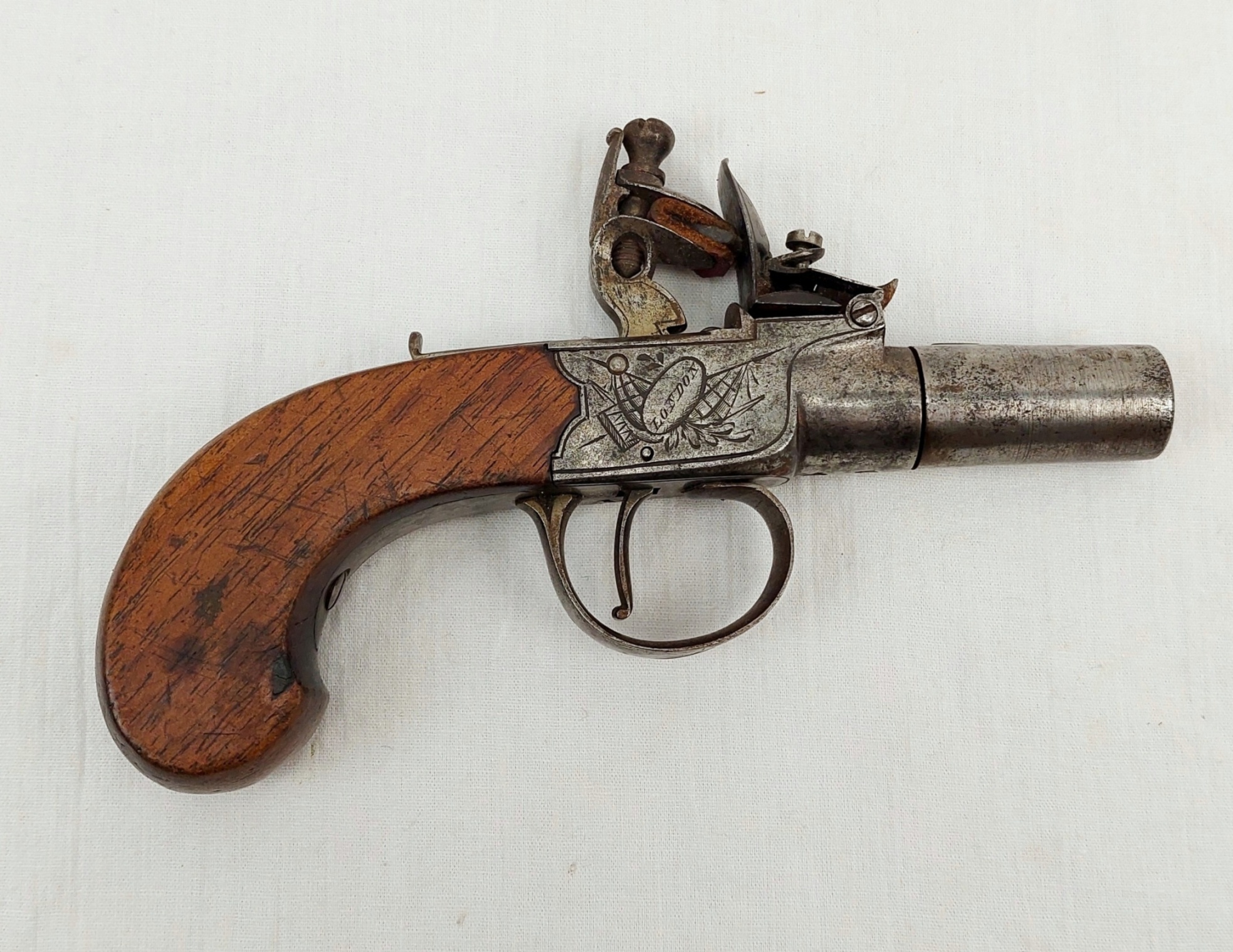 Late 18th Century Turn Off Barrel Boxlock Flintlock Pocket Pistol By Twigg Of London - Image 2