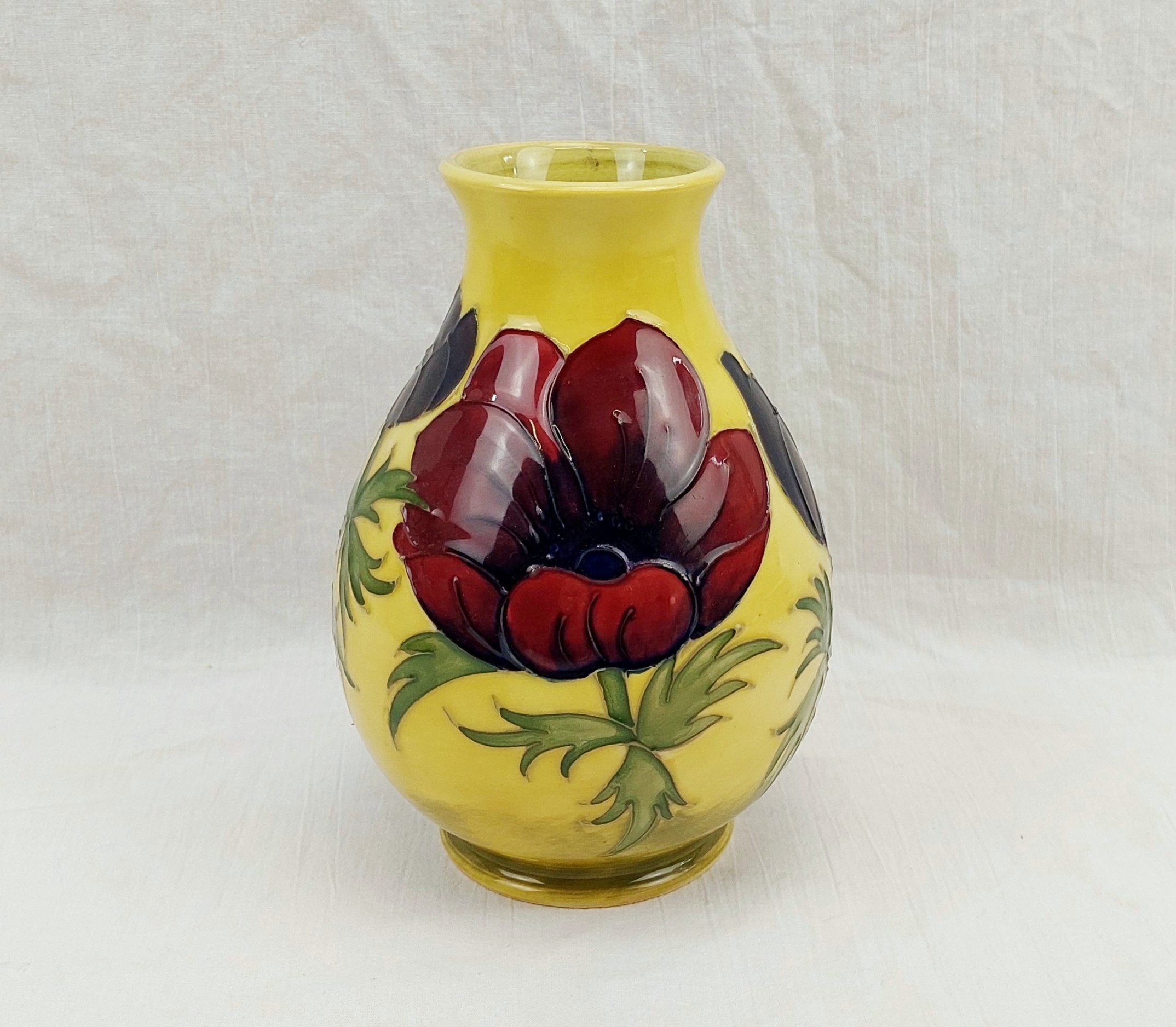 Moorcroft Anemone Patten Yellow Ovoid Vase