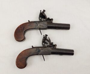 Pair Of c1780 Turn Off Barrel Flintlock Pocket Pistols By Maidenhead