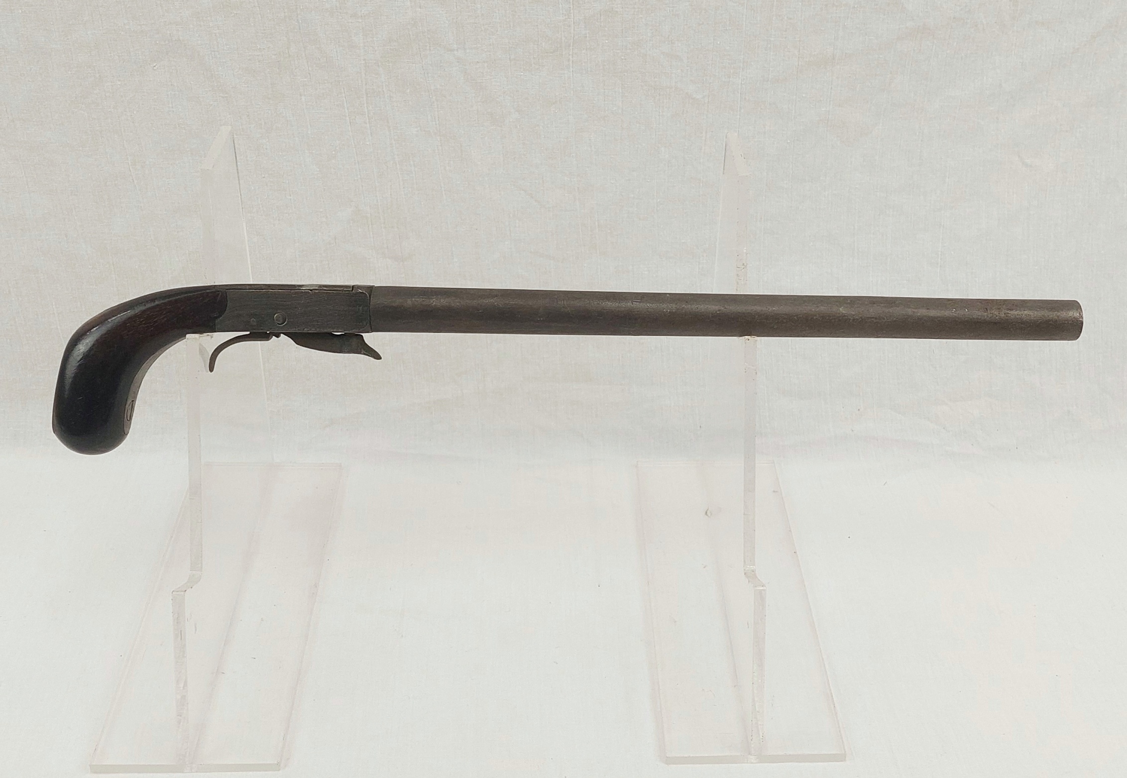 Rare Mid 19th Century Percussion Boxlock Under-Hammer Long Barrelled Pistol - Image 2