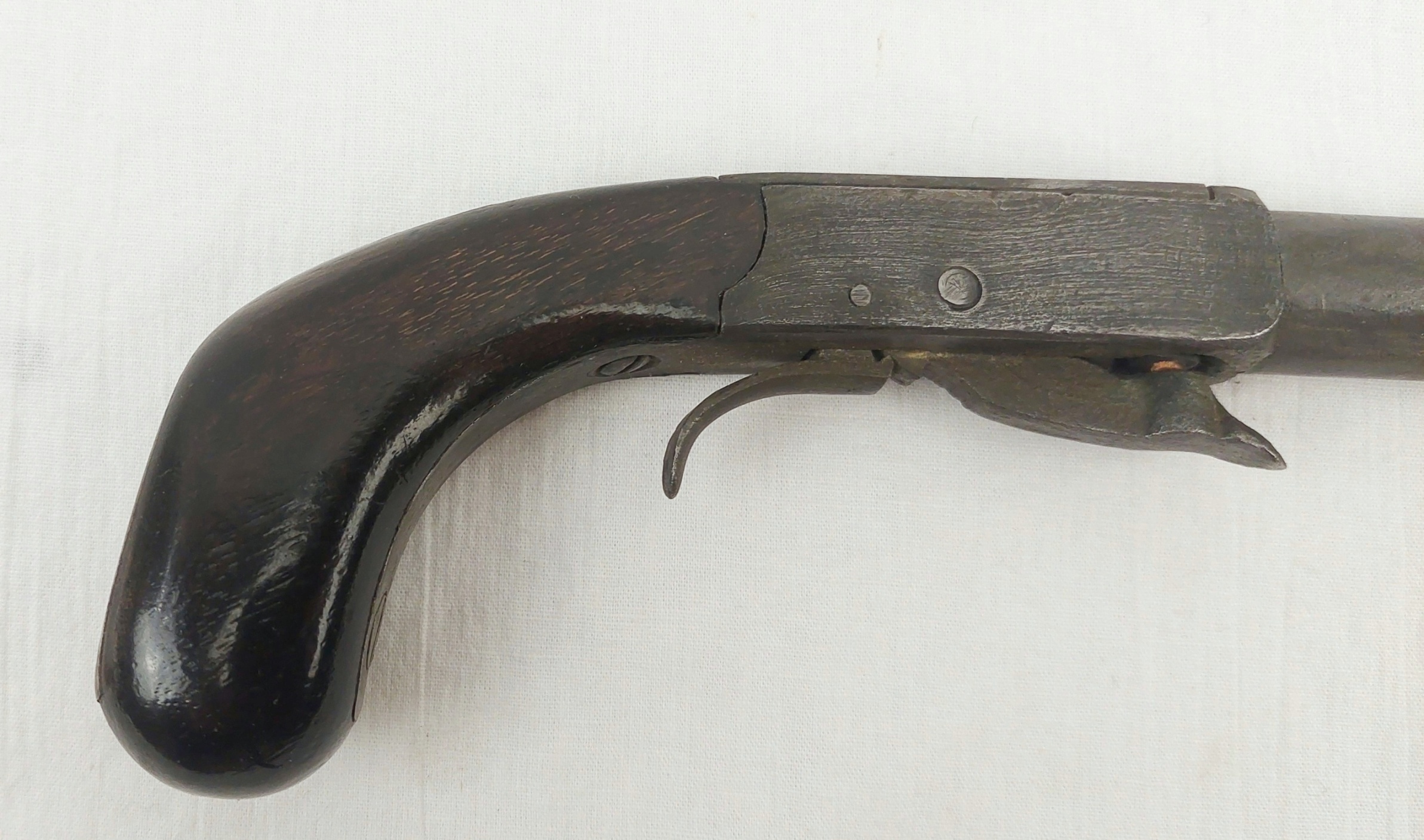 Rare Mid 19th Century Percussion Boxlock Under-Hammer Long Barrelled Pistol - Image 12
