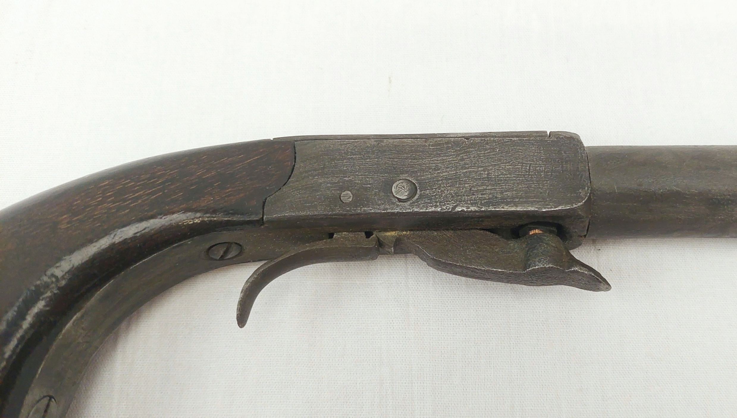 Rare Mid 19th Century Percussion Boxlock Under-Hammer Long Barrelled Pistol - Image 11