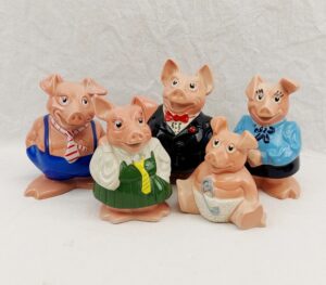 Set OF 5 Wade NatWest Bank Pigs With Stoppers