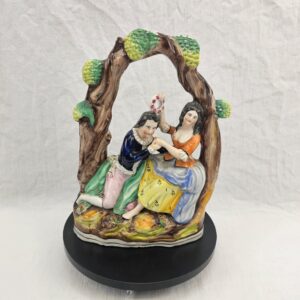 Victorian Staffordshire Figural Group of a Courting Couple in an Arbour, c.1850–1870
