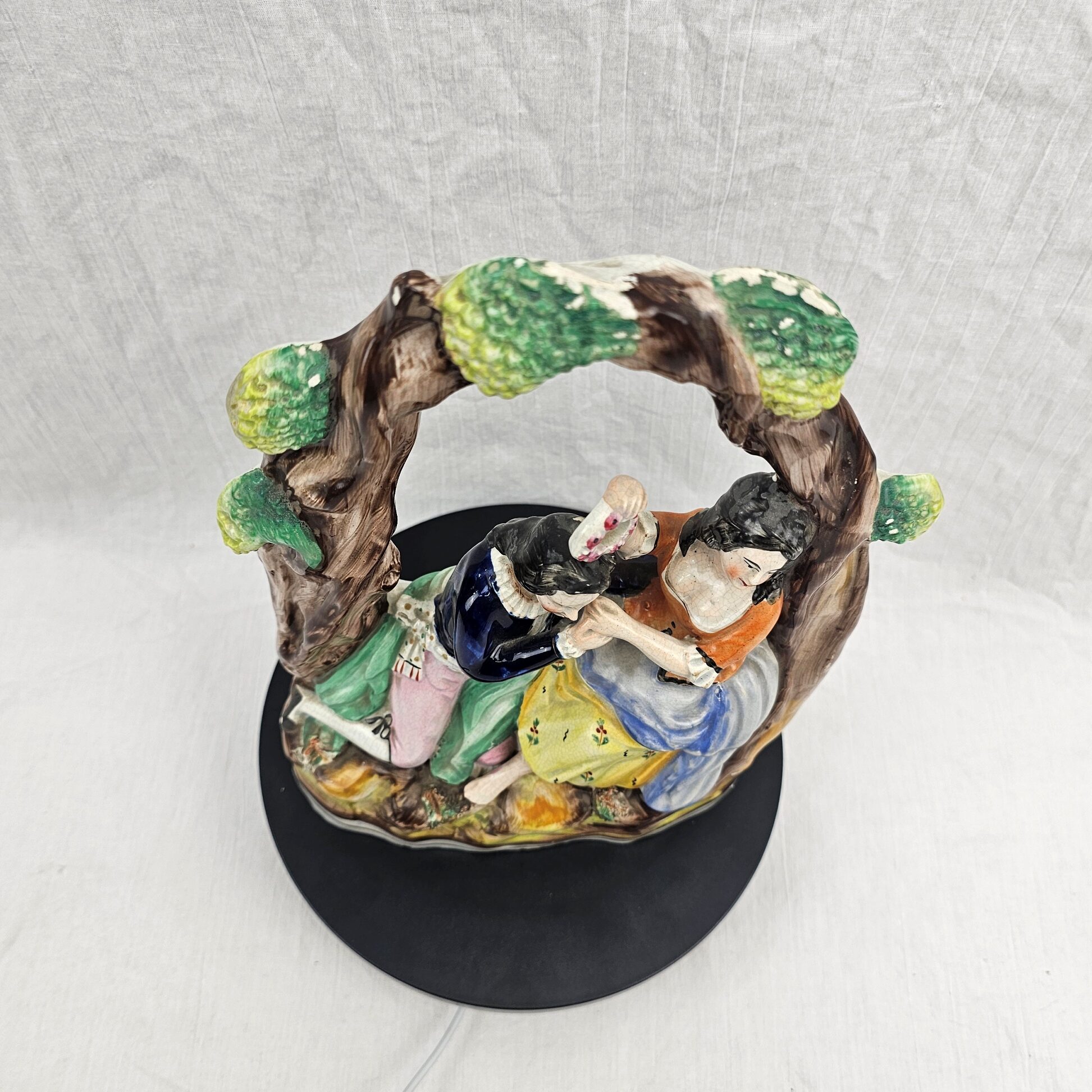 Victorian Staffordshire Figural Group of a Courting Couple in an Arbour, c.1850–1870 - Image 5