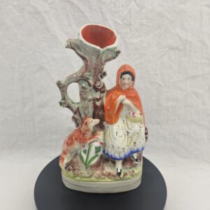 Victorian Staffordshire Spill Vase Figural Group of Little Red Riding Hood and the Wolf, c.1850–1865