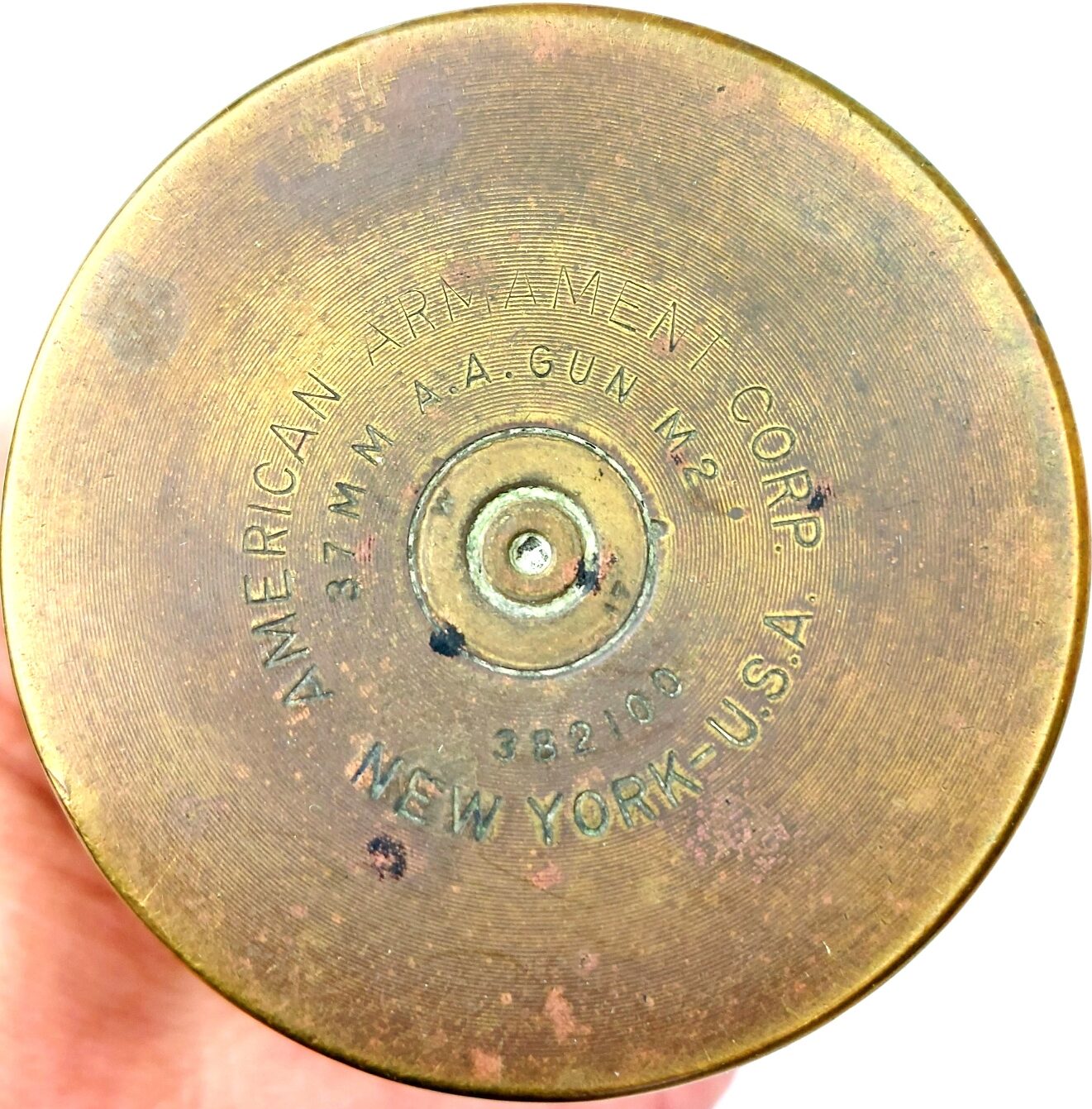 US, Pre-Early WWII Era, Experimental 37mm Anti-Aircraft Gun M2 Brass Shell Case – American Armament Corp – Winchester Primer - Image 4