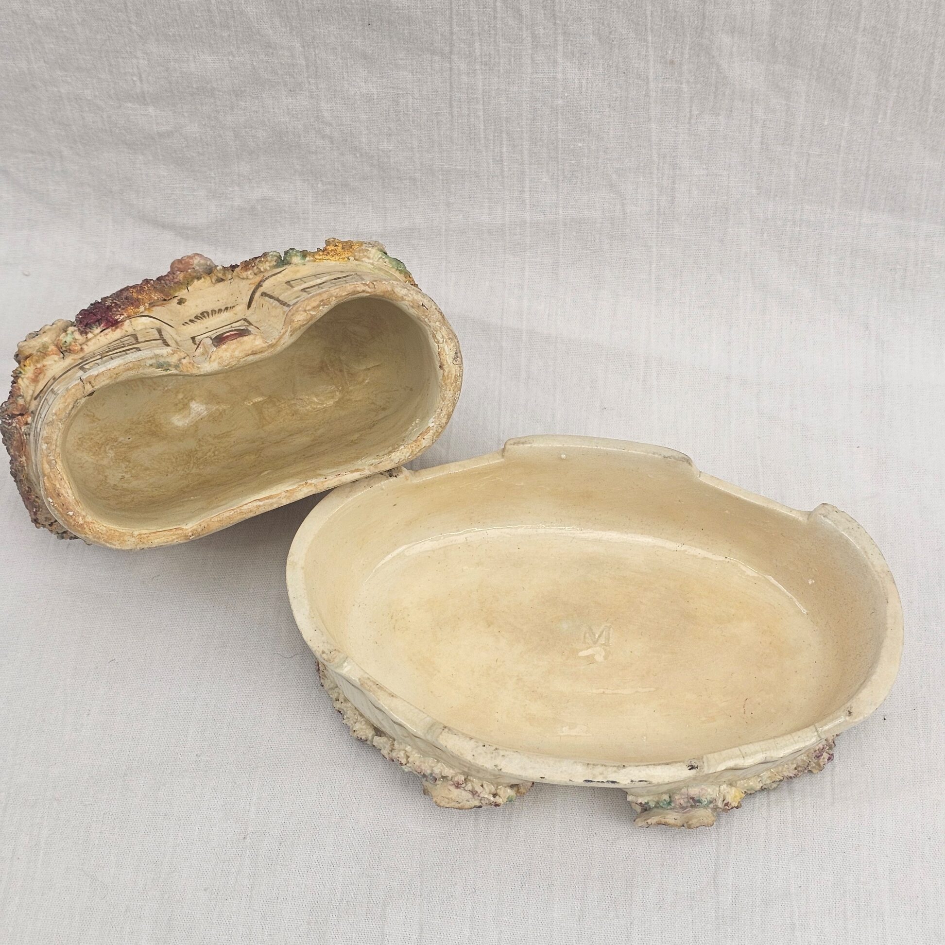 Early Victorian Staffordshire Pottery Cottage Pastille Burner on Oval Stand, c.1835–1855 - Image 8