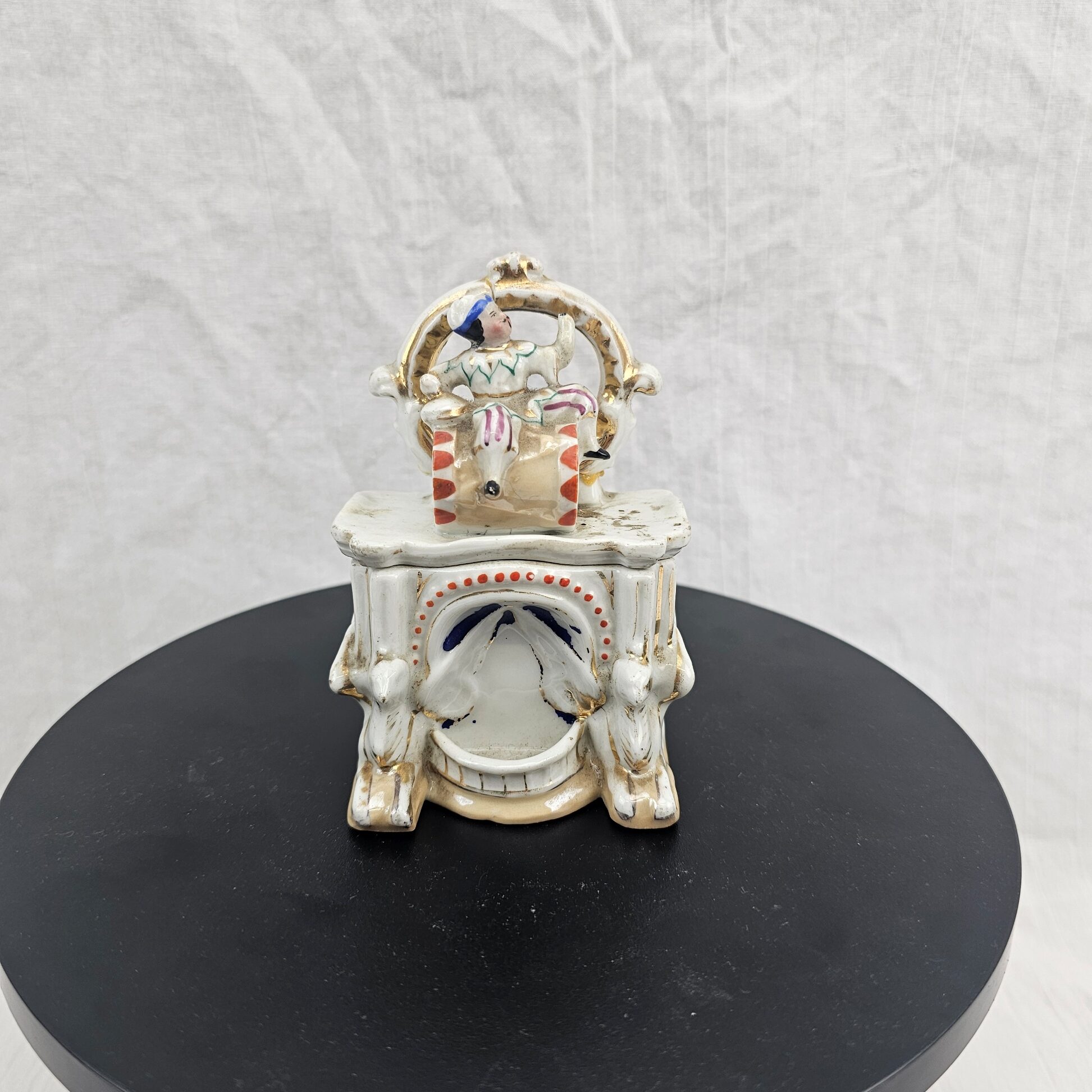 Victorian Continental Harlequin Figure Porcelain Pocket Watch Holder , c.1850-1880 - Image 9