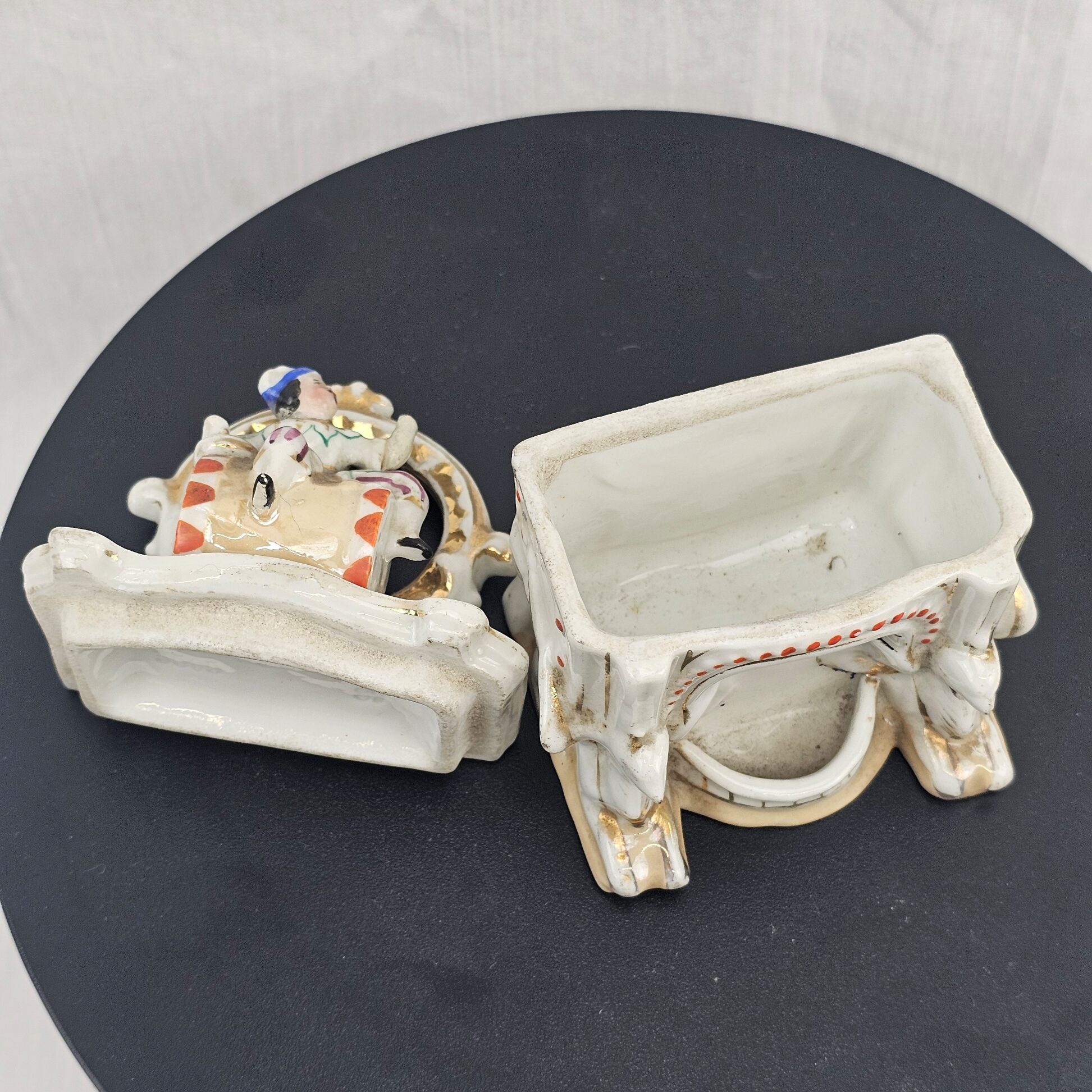 Victorian Continental Harlequin Figure Porcelain Pocket Watch Holder , c.1850-1880 - Image 6