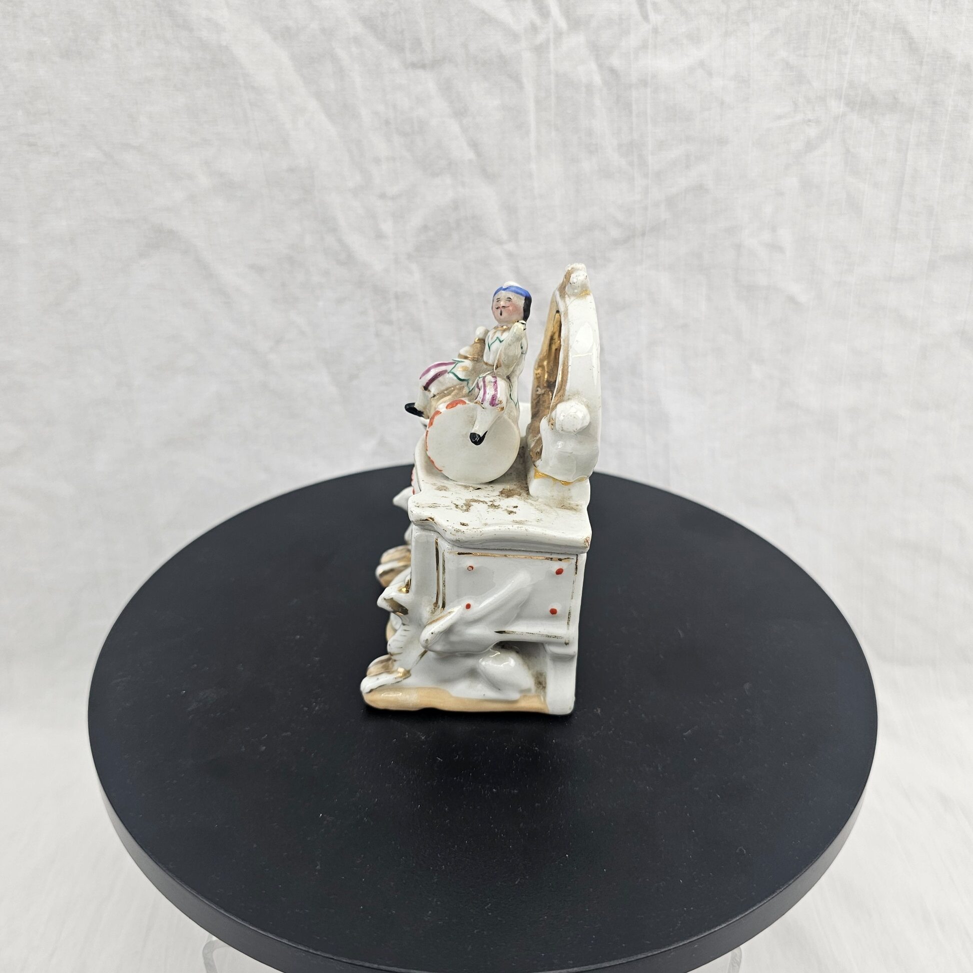 Victorian Continental Harlequin Figure Porcelain Pocket Watch Holder , c.1850-1880 - Image 10
