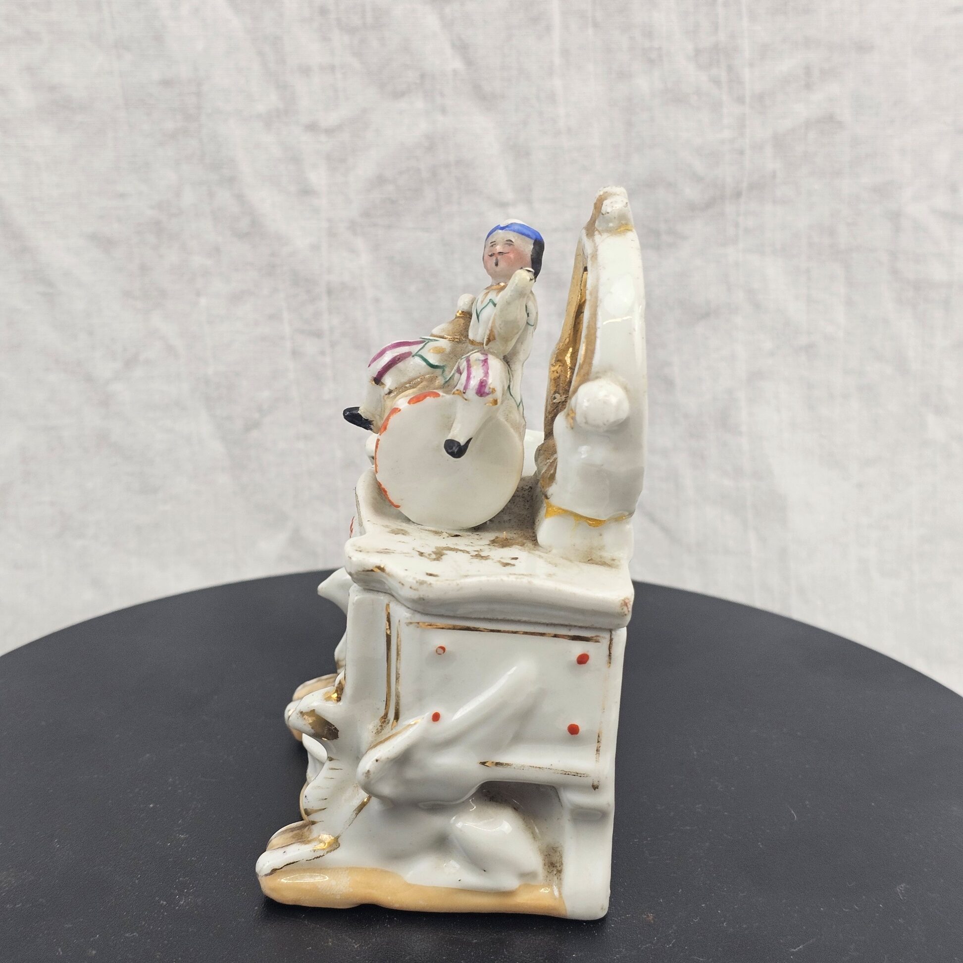 Victorian Continental Harlequin Figure Porcelain Pocket Watch Holder , c.1850-1880 - Image 2
