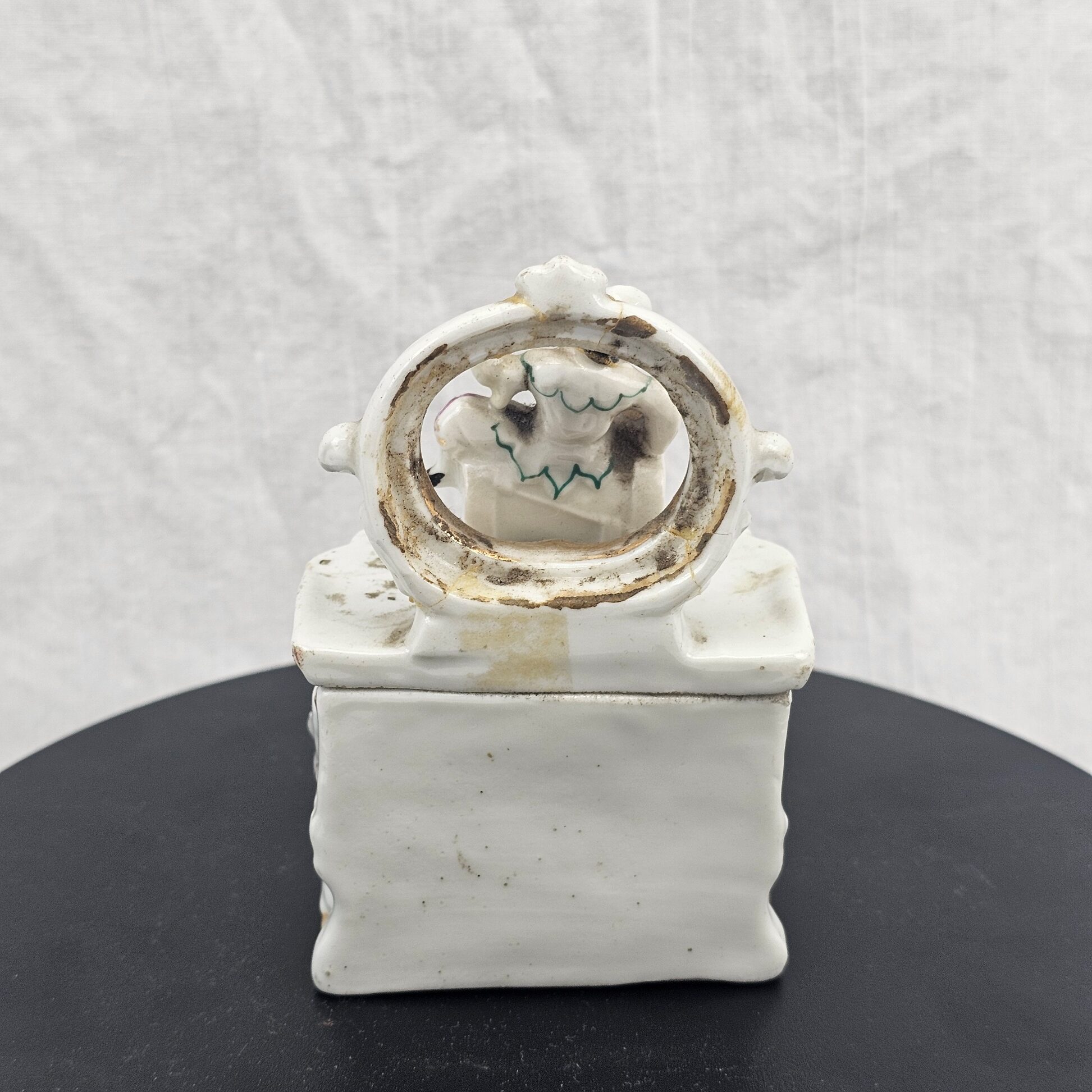 Victorian Continental Harlequin Figure Porcelain Pocket Watch Holder , c.1850-1880 - Image 3