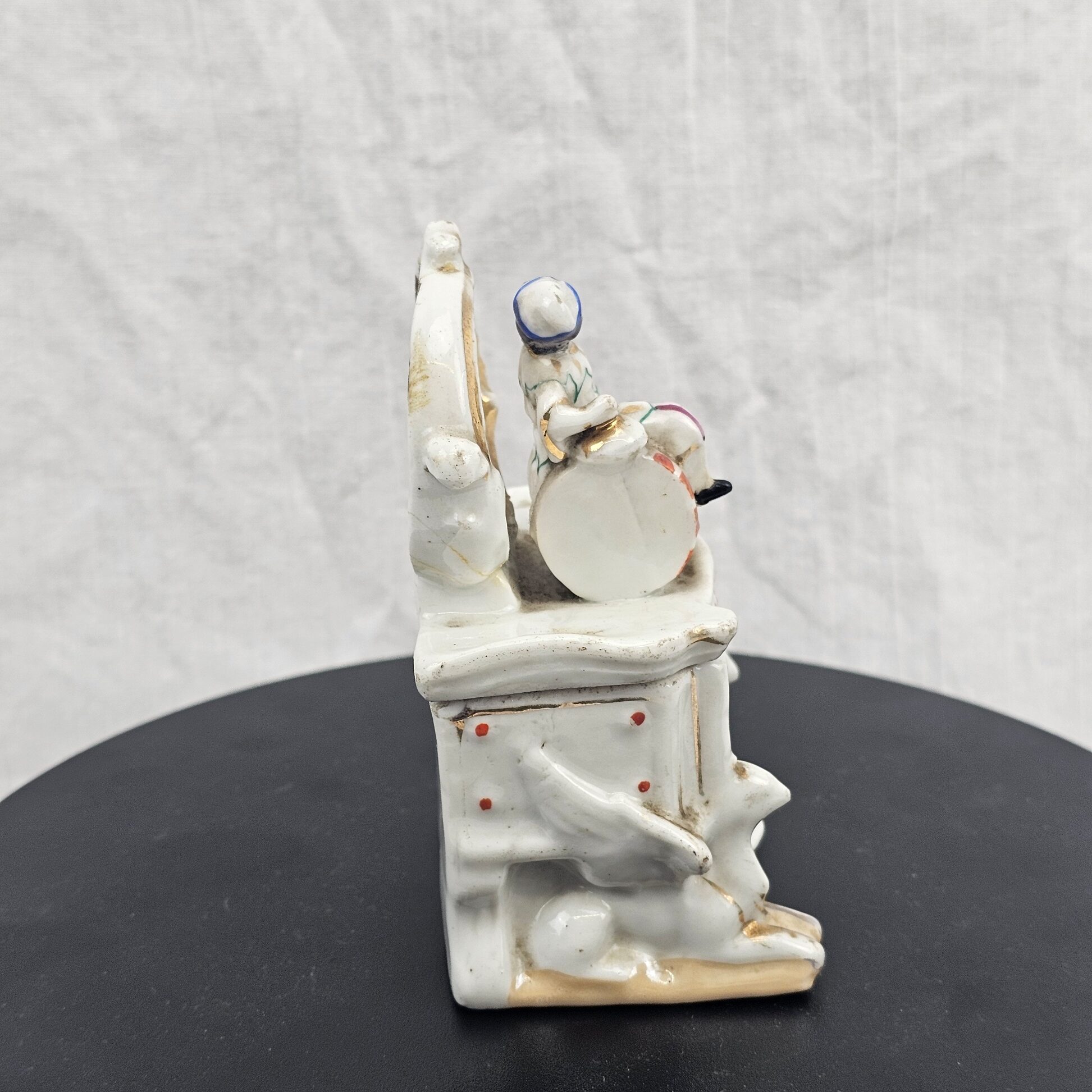 Victorian Continental Harlequin Figure Porcelain Pocket Watch Holder , c.1850-1880 - Image 4