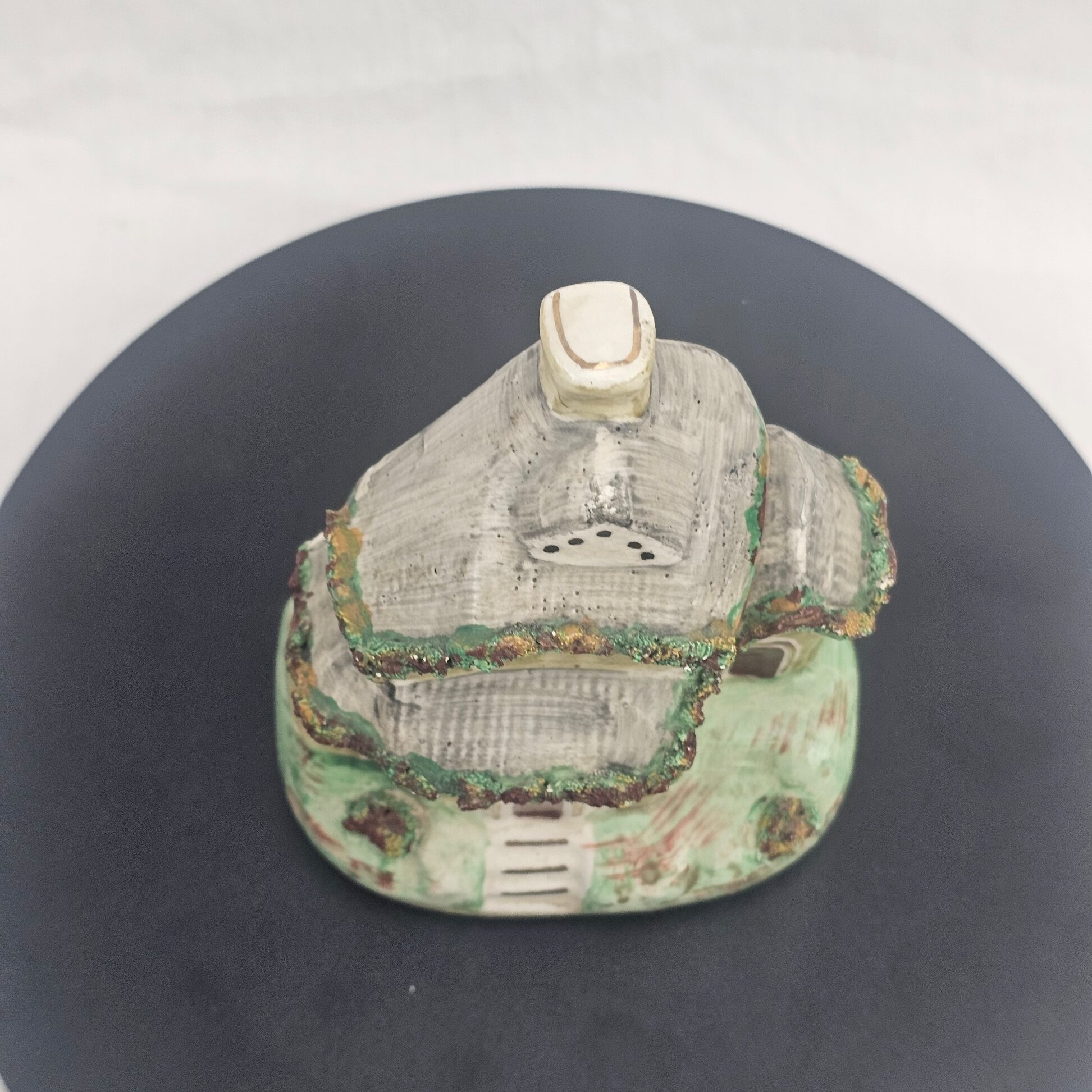 Victorian Staffordshire Pottery Cottage Pastille Burner, Multi-Gabled, c.1845–1870 - Image 2