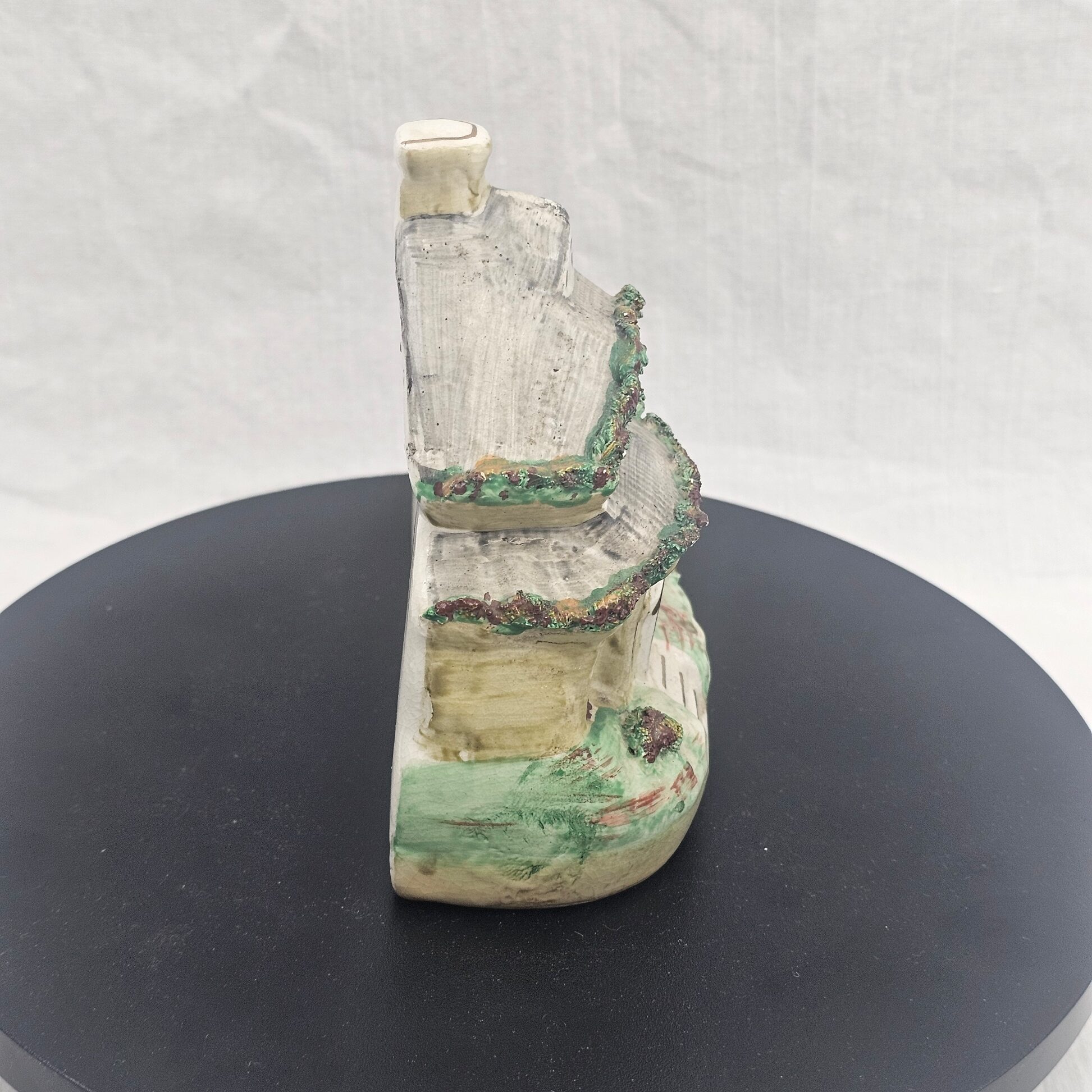 Victorian Staffordshire Pottery Cottage Pastille Burner, Multi-Gabled, c.1845–1870 - Image 5