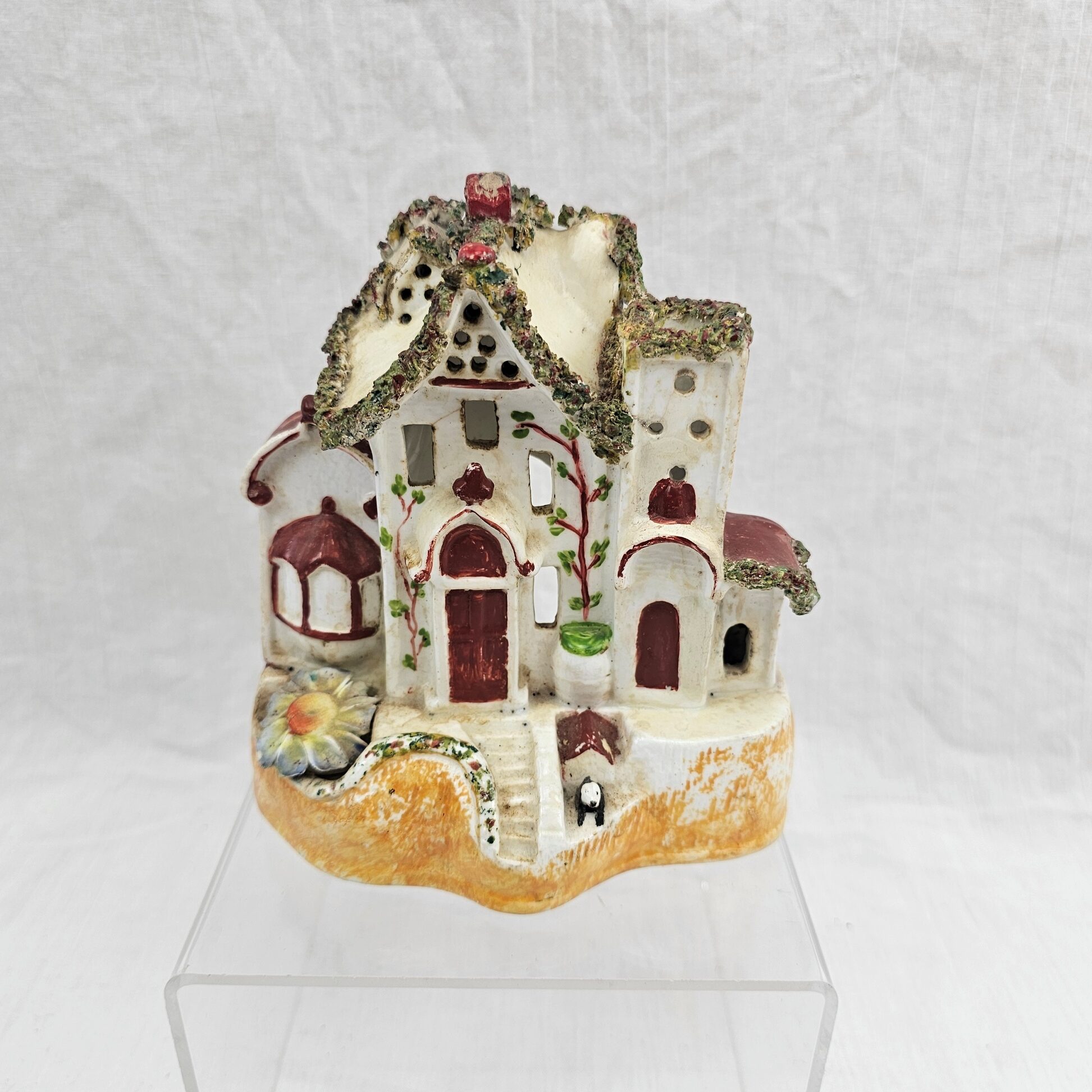 Victorian Staffordshire Flatback Pastille Burner Cottage