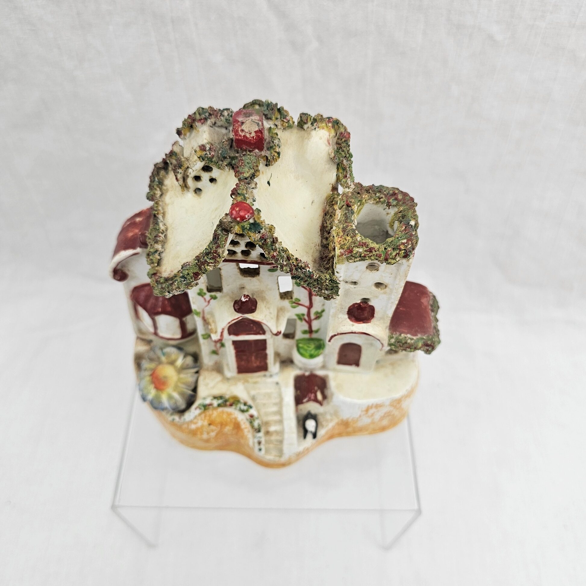 Victorian Staffordshire Flatback Pastille Burner Cottage - Image 4