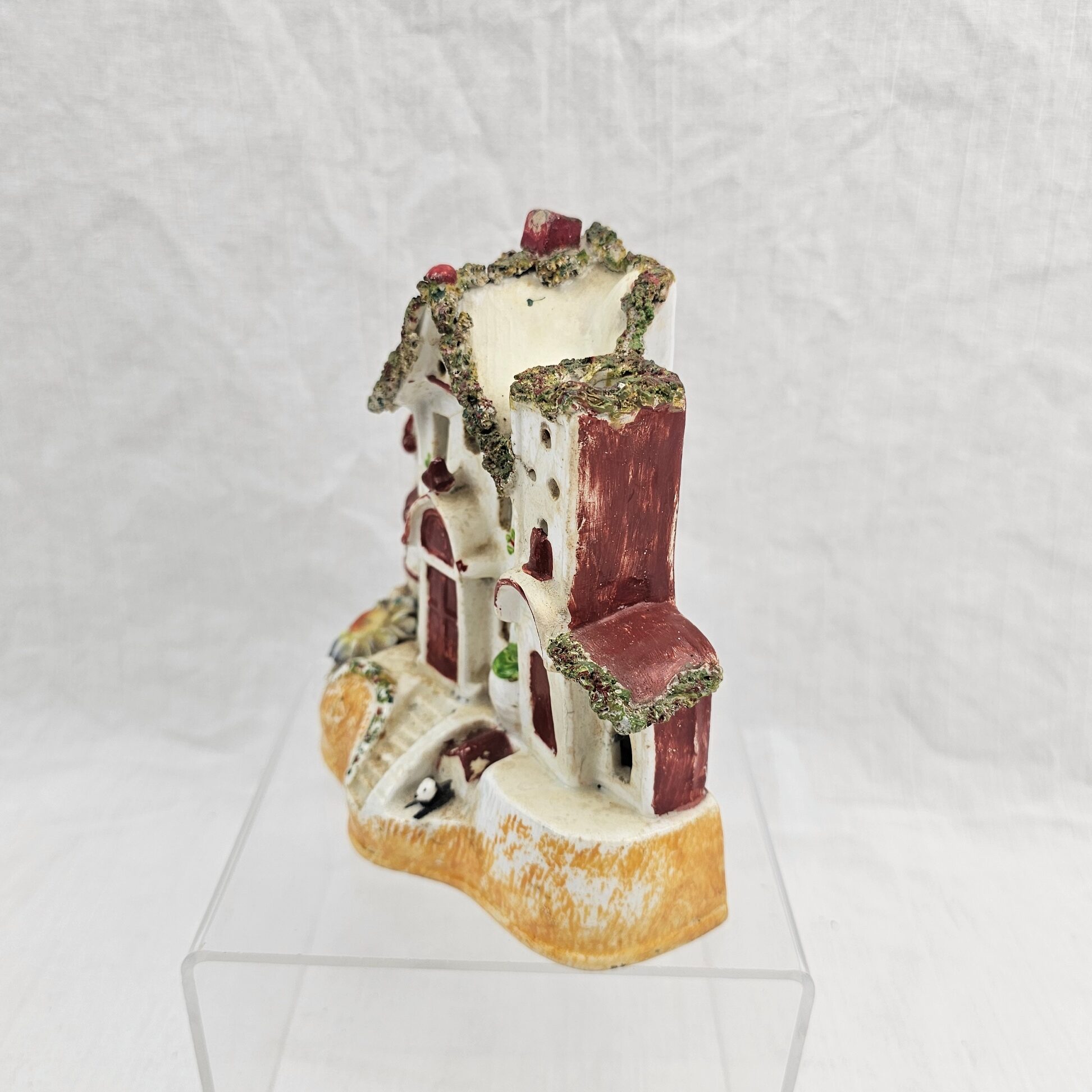 Victorian Staffordshire Flatback Pastille Burner Cottage - Image 3