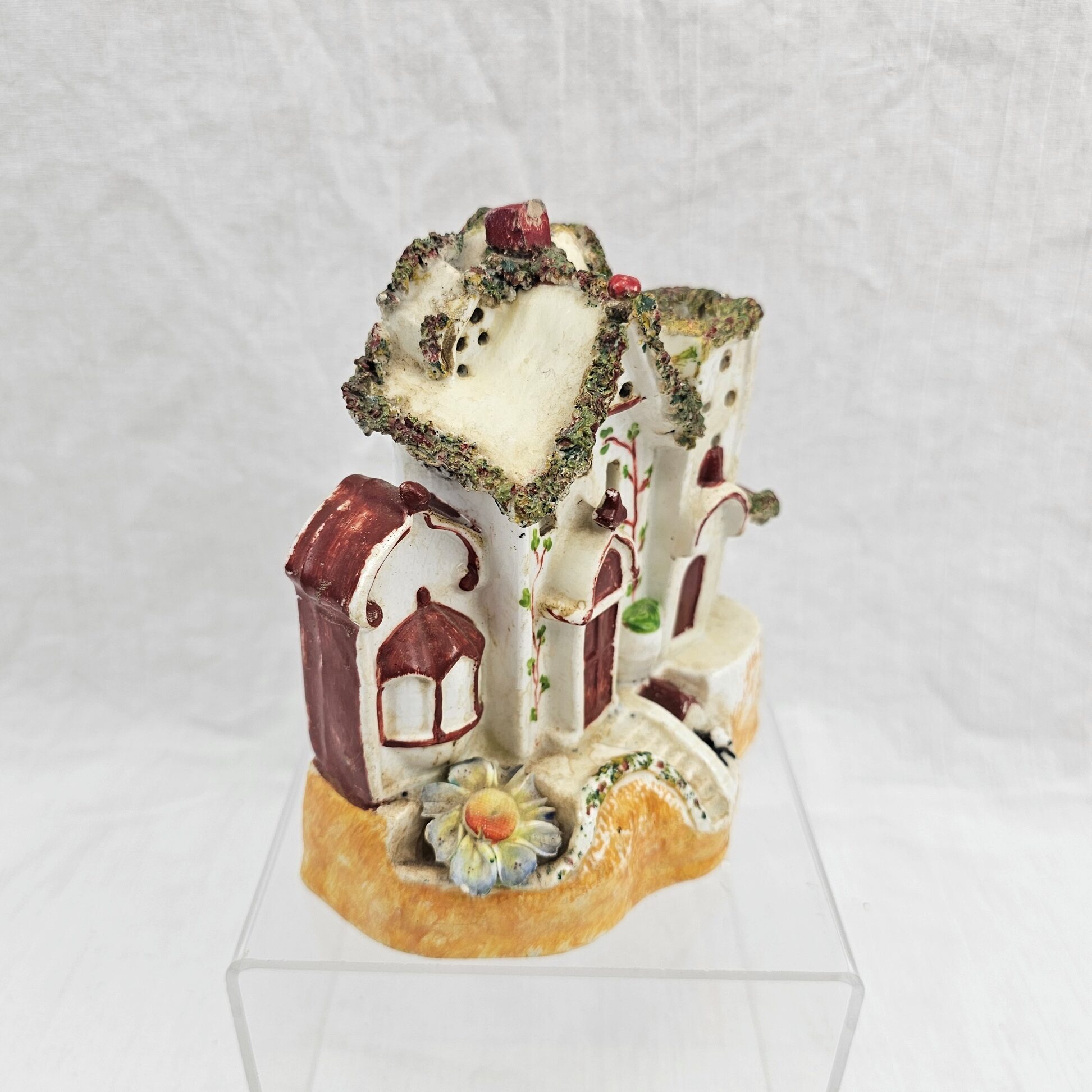 Victorian Staffordshire Flatback Pastille Burner Cottage - Image 2