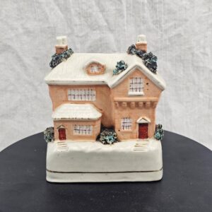Victorian Staffordshire Pottery Money Box - Georgian Mansion House, c.1845-1870