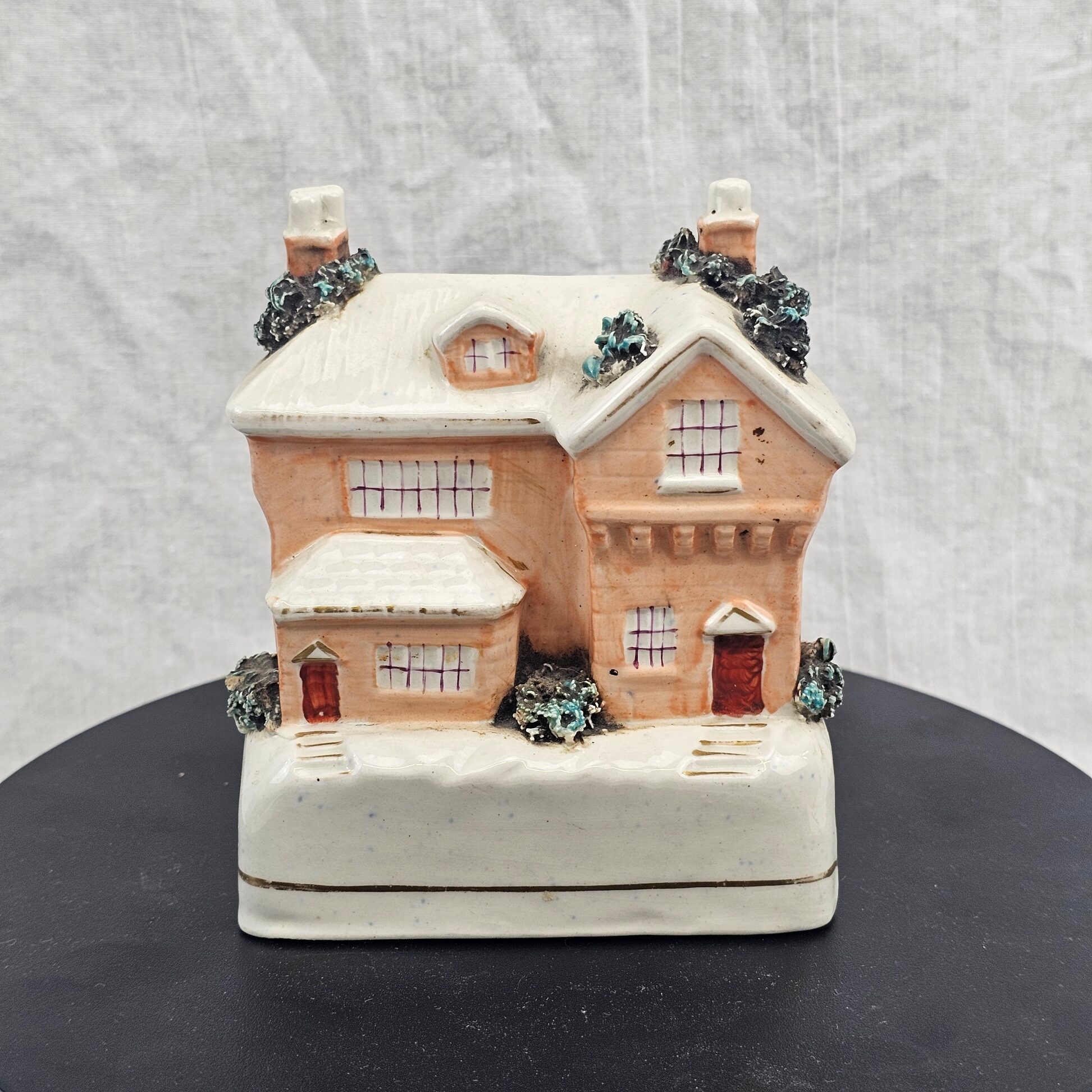 Victorian Staffordshire Pottery Money Box - Georgian Mansion House, c.1845-1870