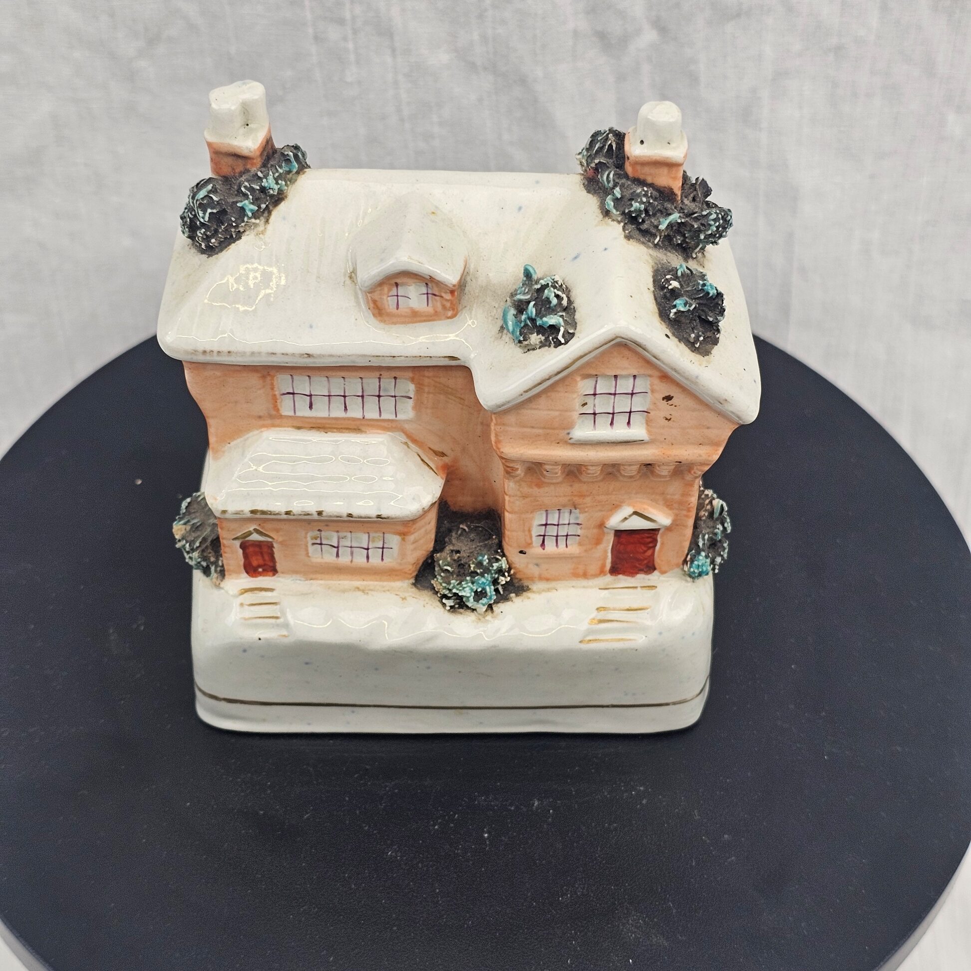 Victorian Staffordshire Pottery Money Box - Georgian Mansion House, c.1845-1870 - Image 5