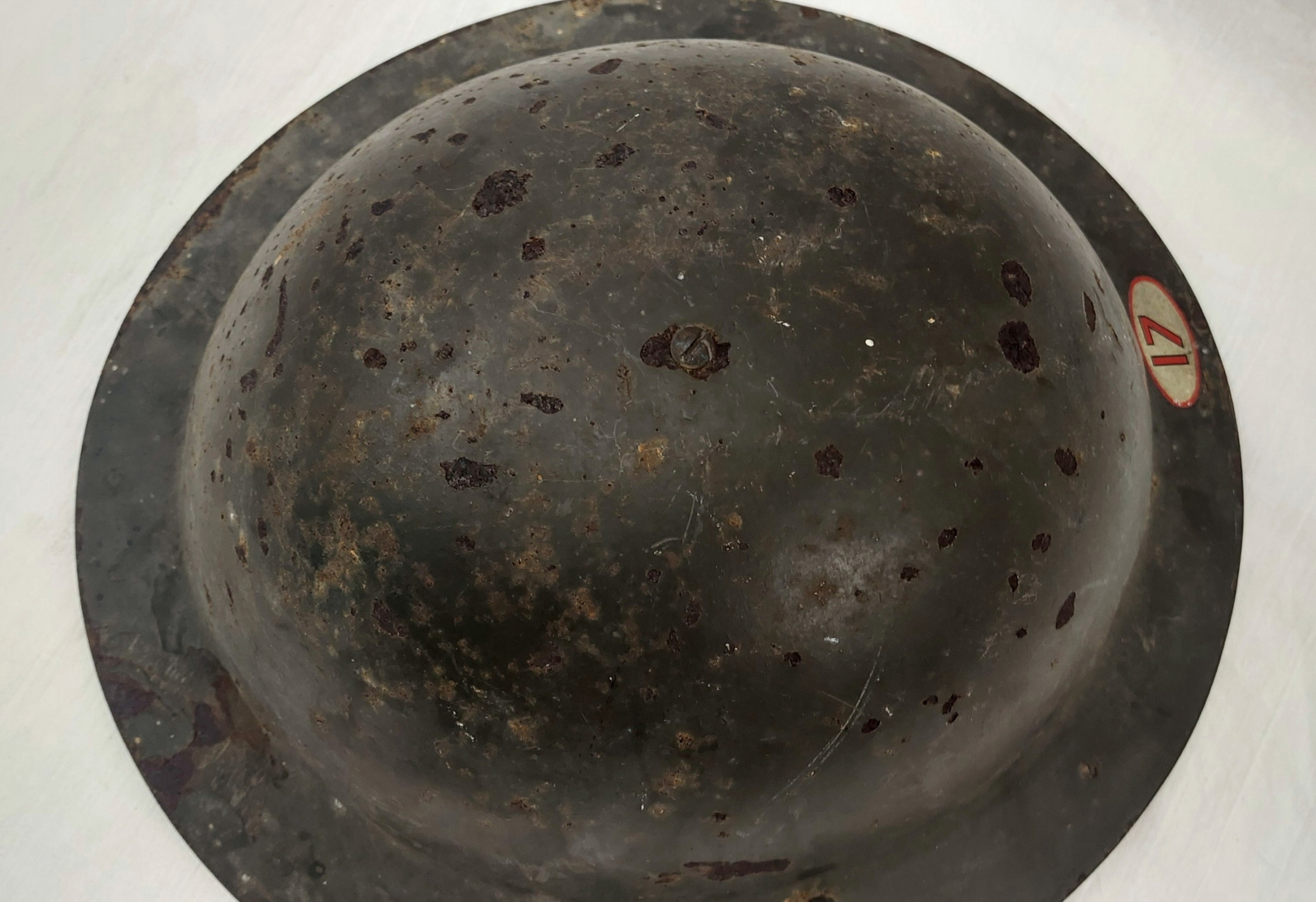 WW2 Bristol 17 National Fire Service Helmet With WW1 Raw Edge Brodie Shell - Image 2