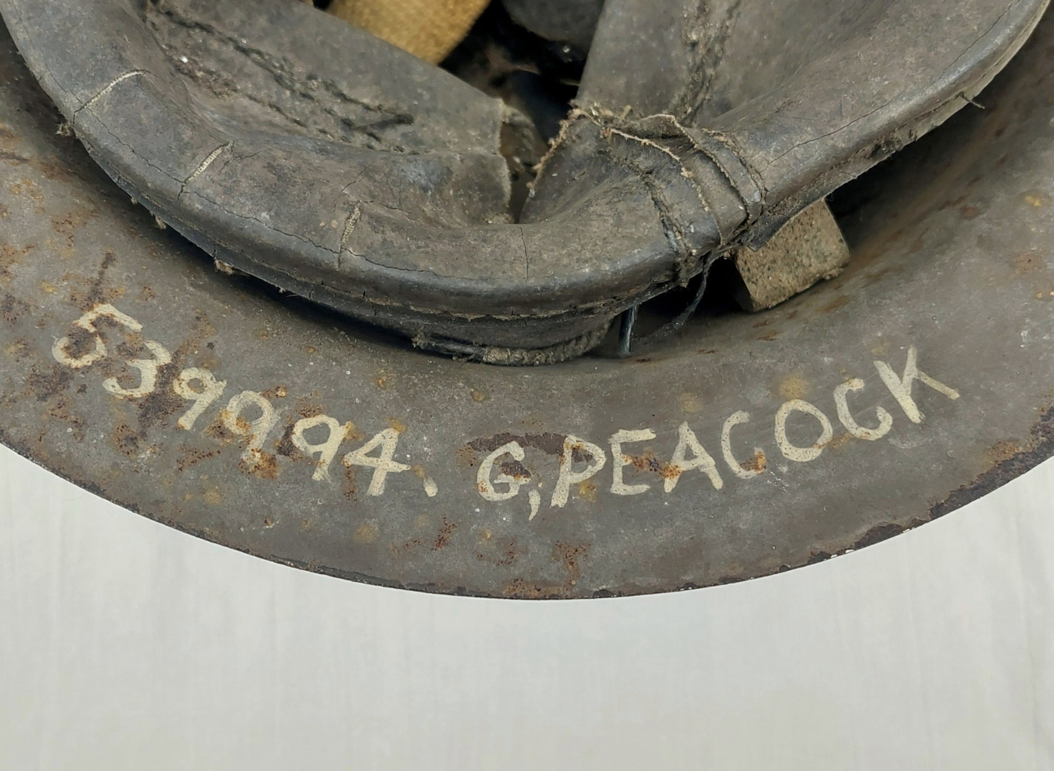WW2 Bristol 17 National Fire Service Helmet With WW1 Raw Edge Brodie Shell - Image 8