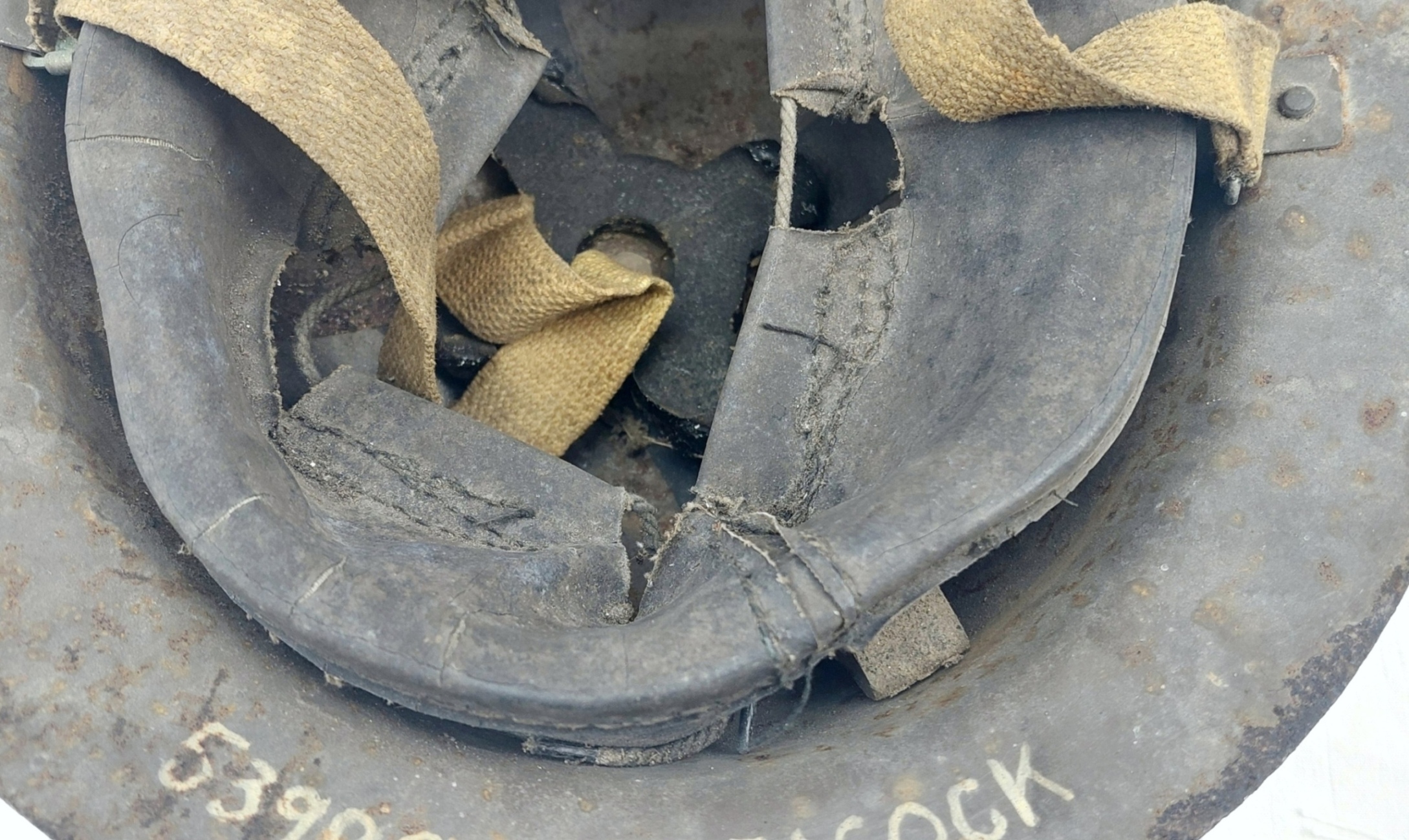 WW2 Bristol 17 National Fire Service Helmet With WW1 Raw Edge Brodie Shell - Image 11