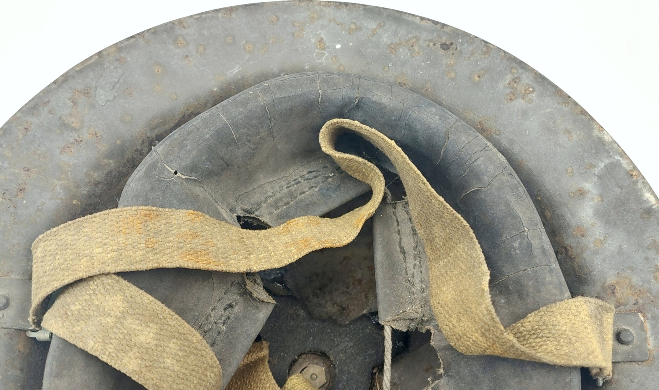 WW2 Bristol 17 National Fire Service Helmet With WW1 Raw Edge Brodie Shell - Image 7