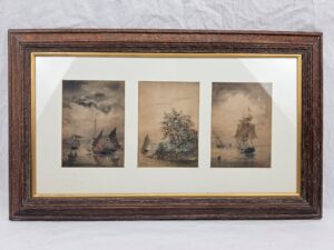 William Edward Atkins 1842-1910 Marine Triptych Watercolour