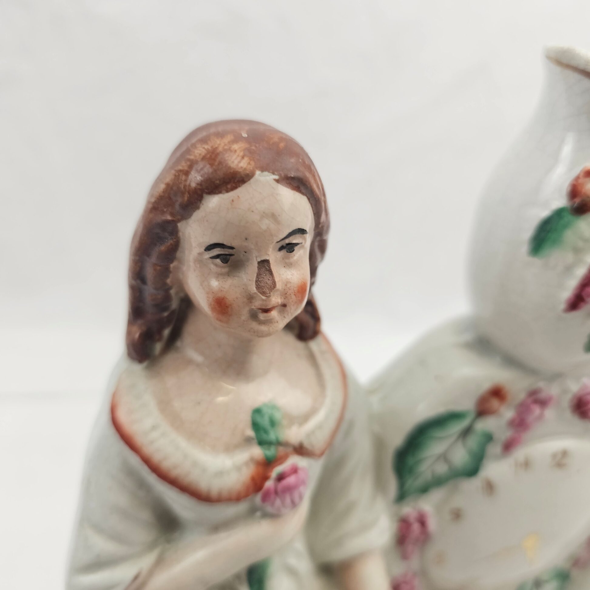 c1860 Staffordshire Flatback 'Clock' Figurine Group Of A Couple With A Fawn - Image 11