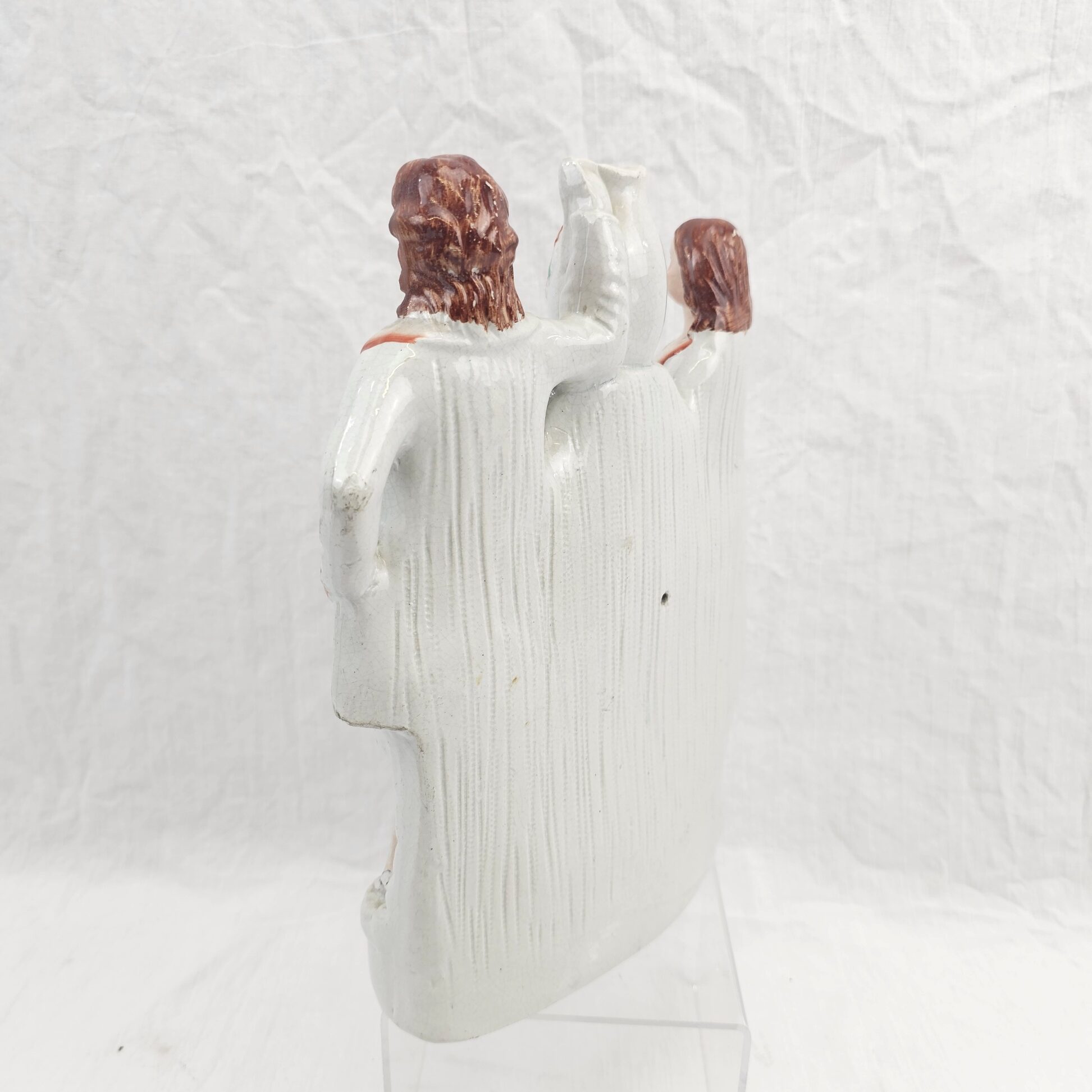 c1860 Staffordshire Flatback 'Clock' Figurine Group Of A Couple With A Fawn - Image 8