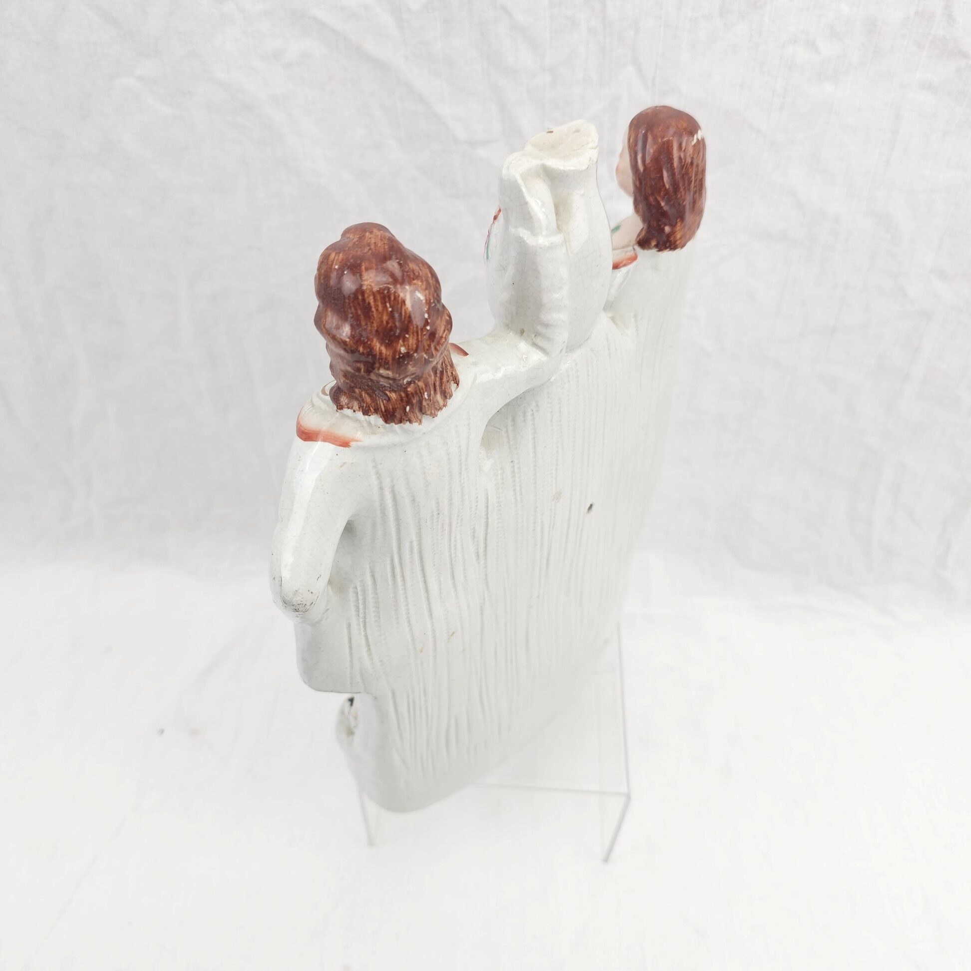 c1860 Staffordshire Flatback 'Clock' Figurine Group Of A Couple With A Fawn - Image 7