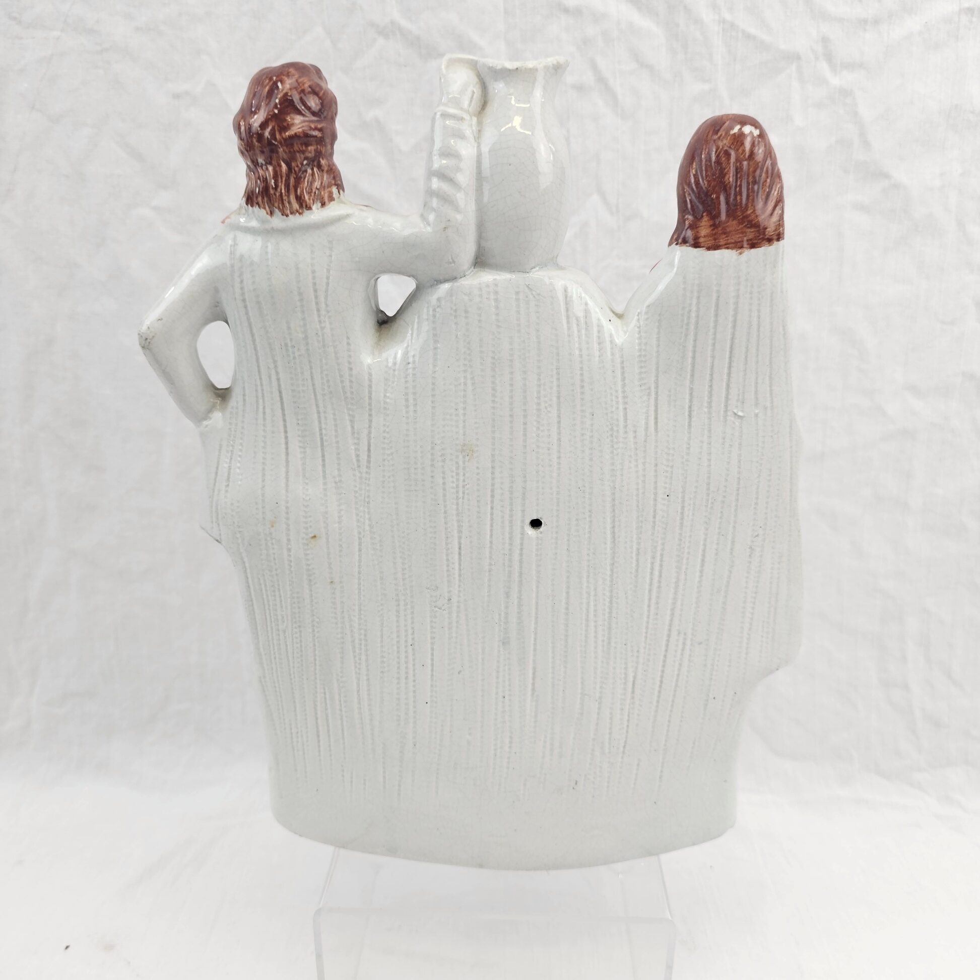 c1860 Staffordshire Flatback 'Clock' Figurine Group Of A Couple With A Fawn - Image 5