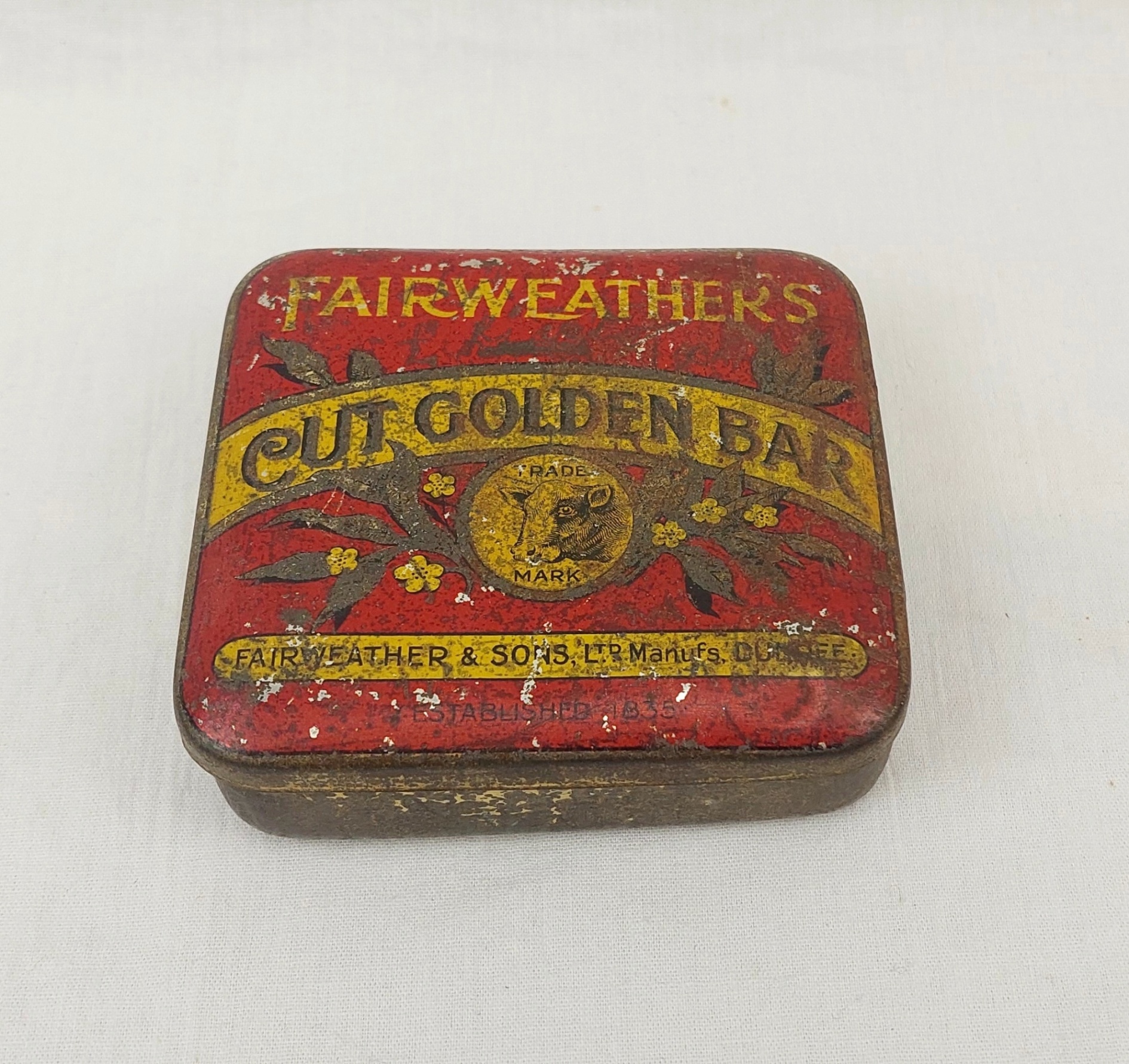 c1900s Fairweathers Cut Golden Bar Tobacco Tin