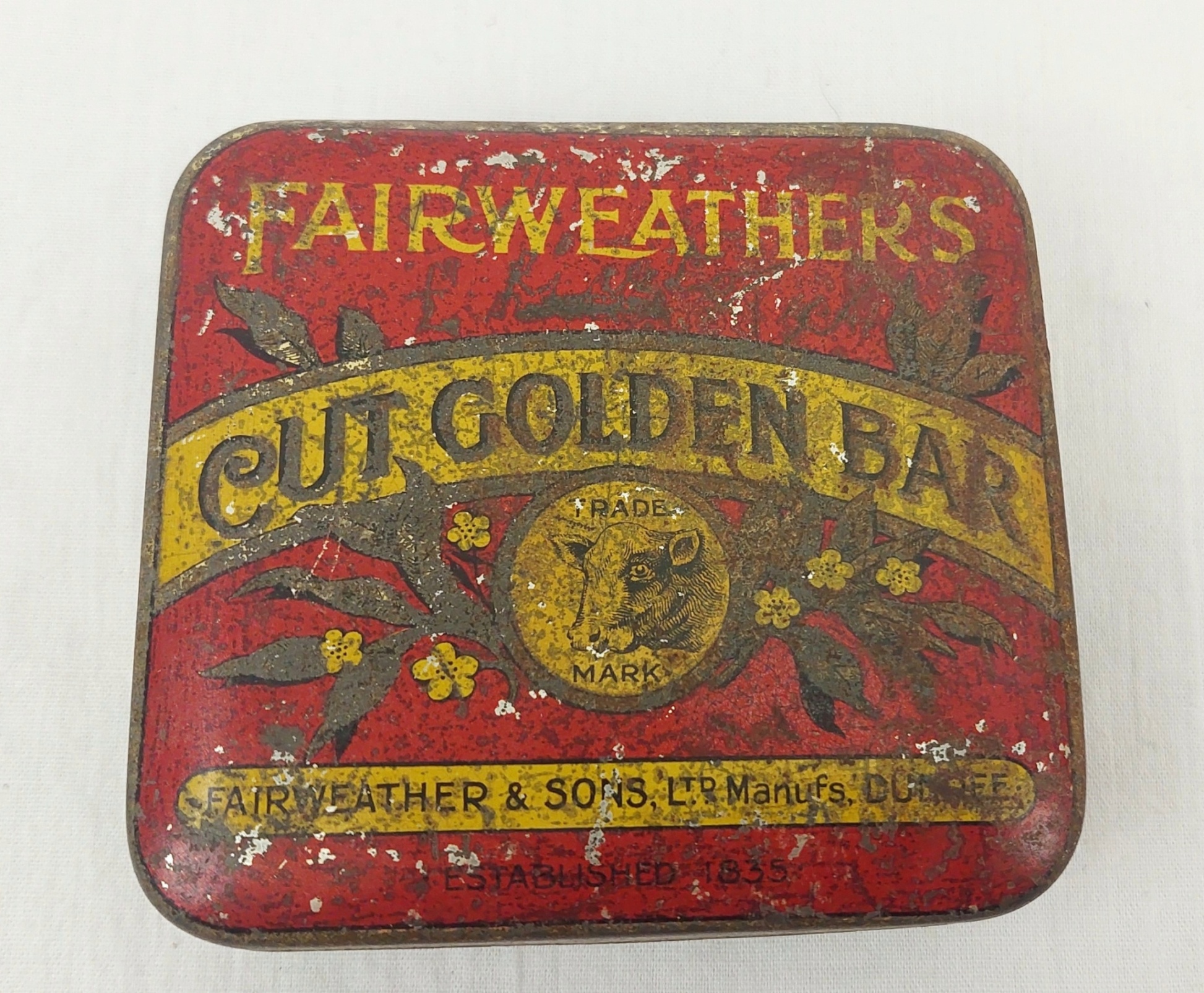 c1900s Fairweathers Cut Golden Bar Tobacco Tin - Image 4