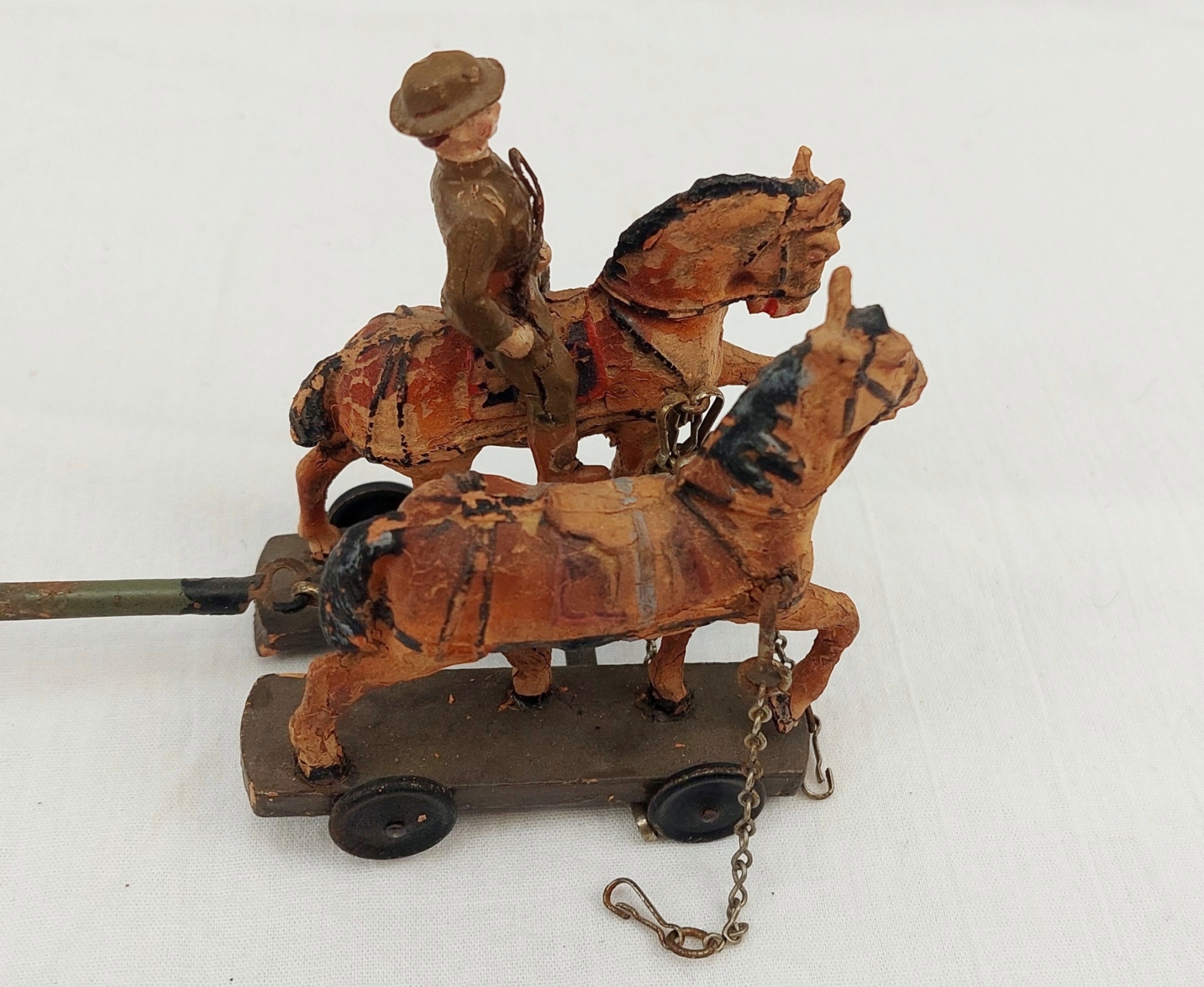 c1920 Boxed Elastolin Tinplate Field Wagon With British Crew And Horses - Image 15