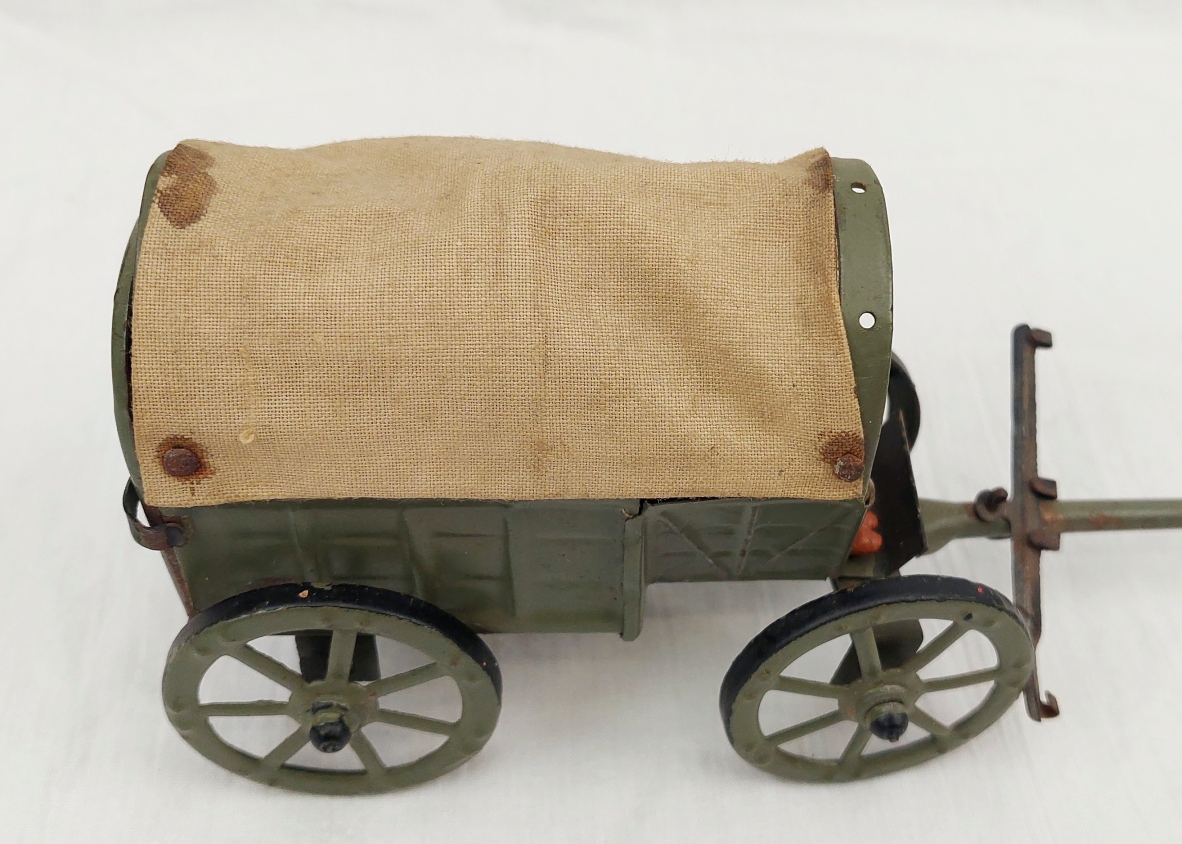 c1920 Boxed Elastolin Tinplate Field Wagon With British Crew And Horses - Image 14