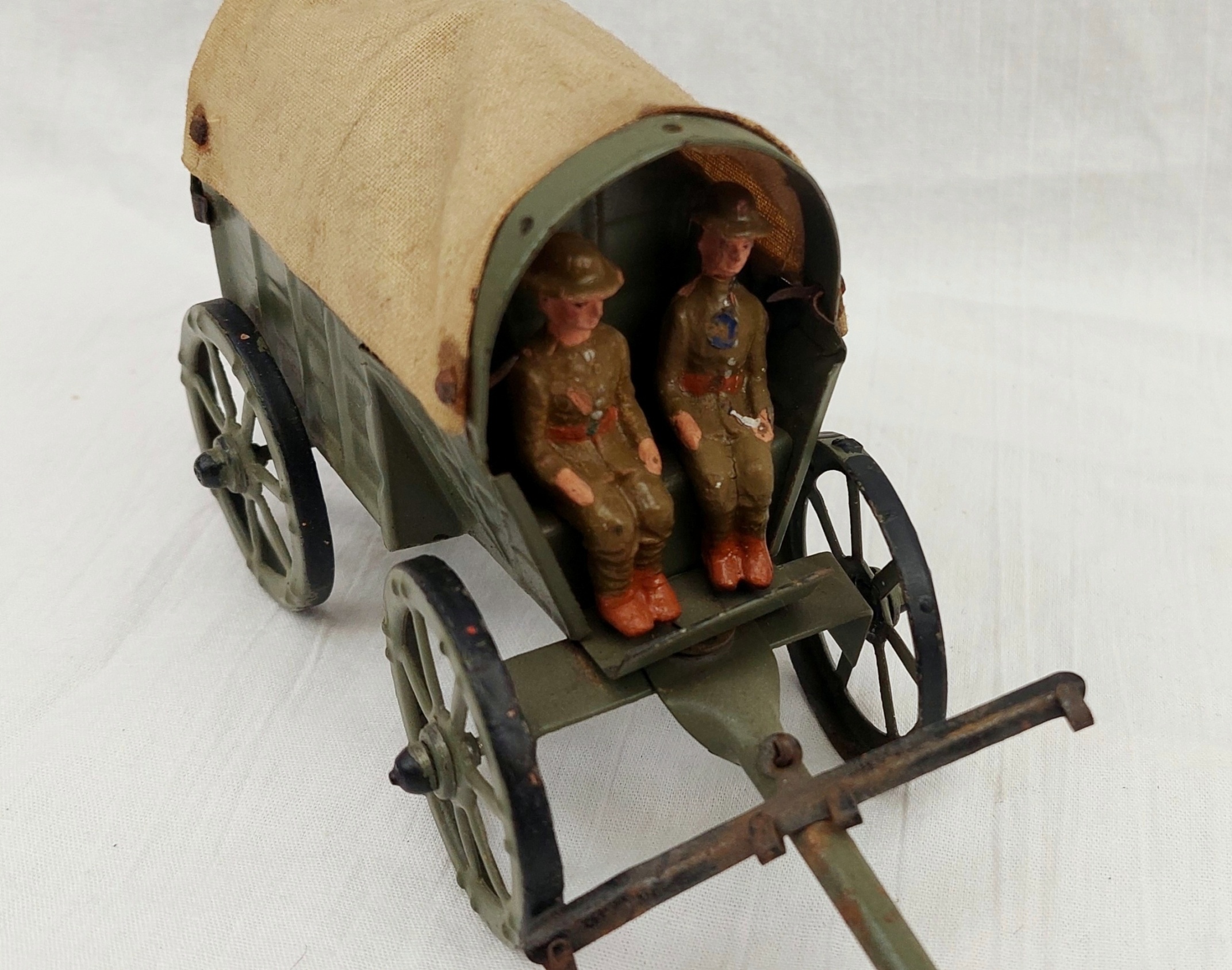 c1920 Boxed Elastolin Tinplate Field Wagon With British Crew And Horses - Image 12